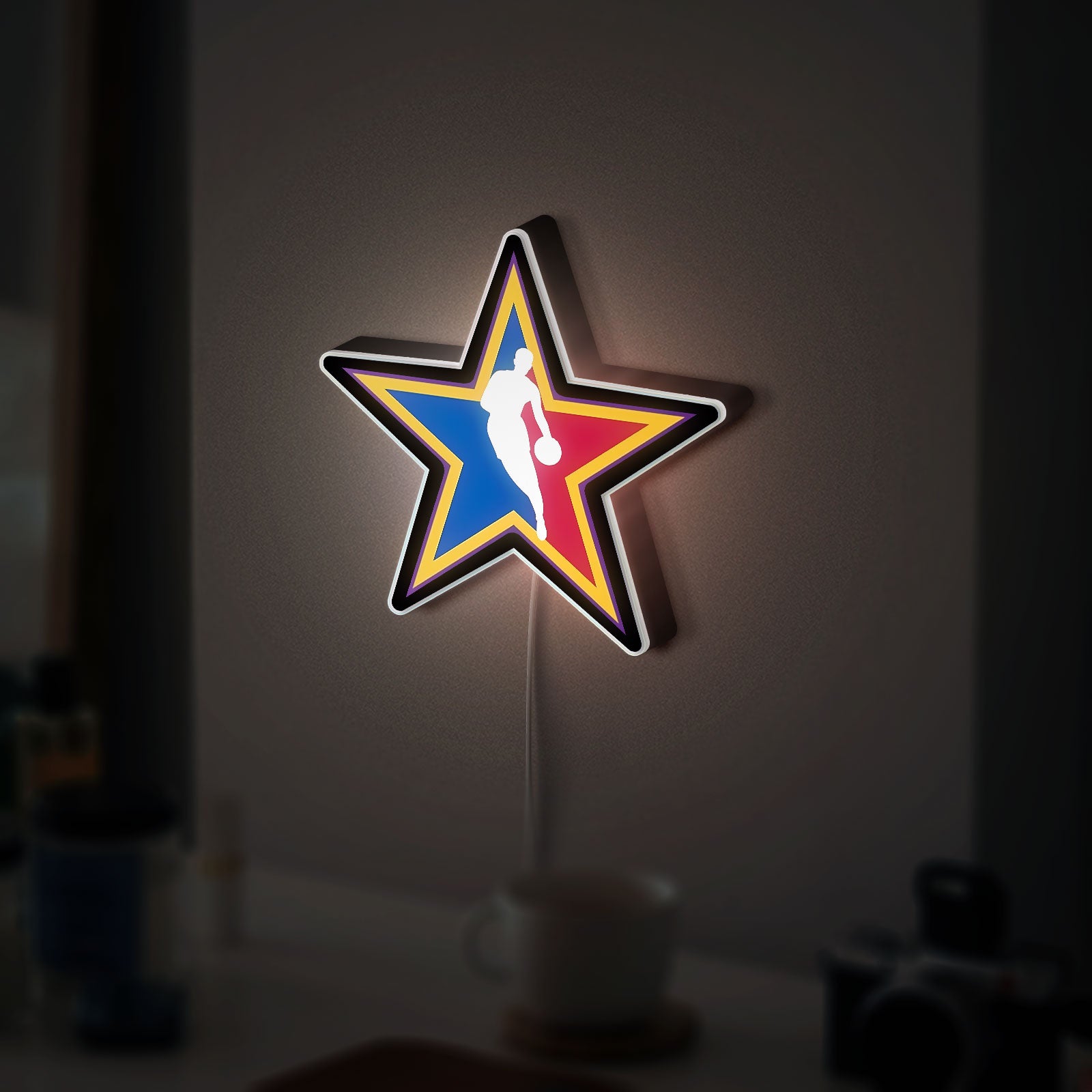NBA All-Star Game 3D Light Box - Basketball Logo LED Night Light, Sports Fan Room Decor, Perfect Gift for NBA Enthusiasts 