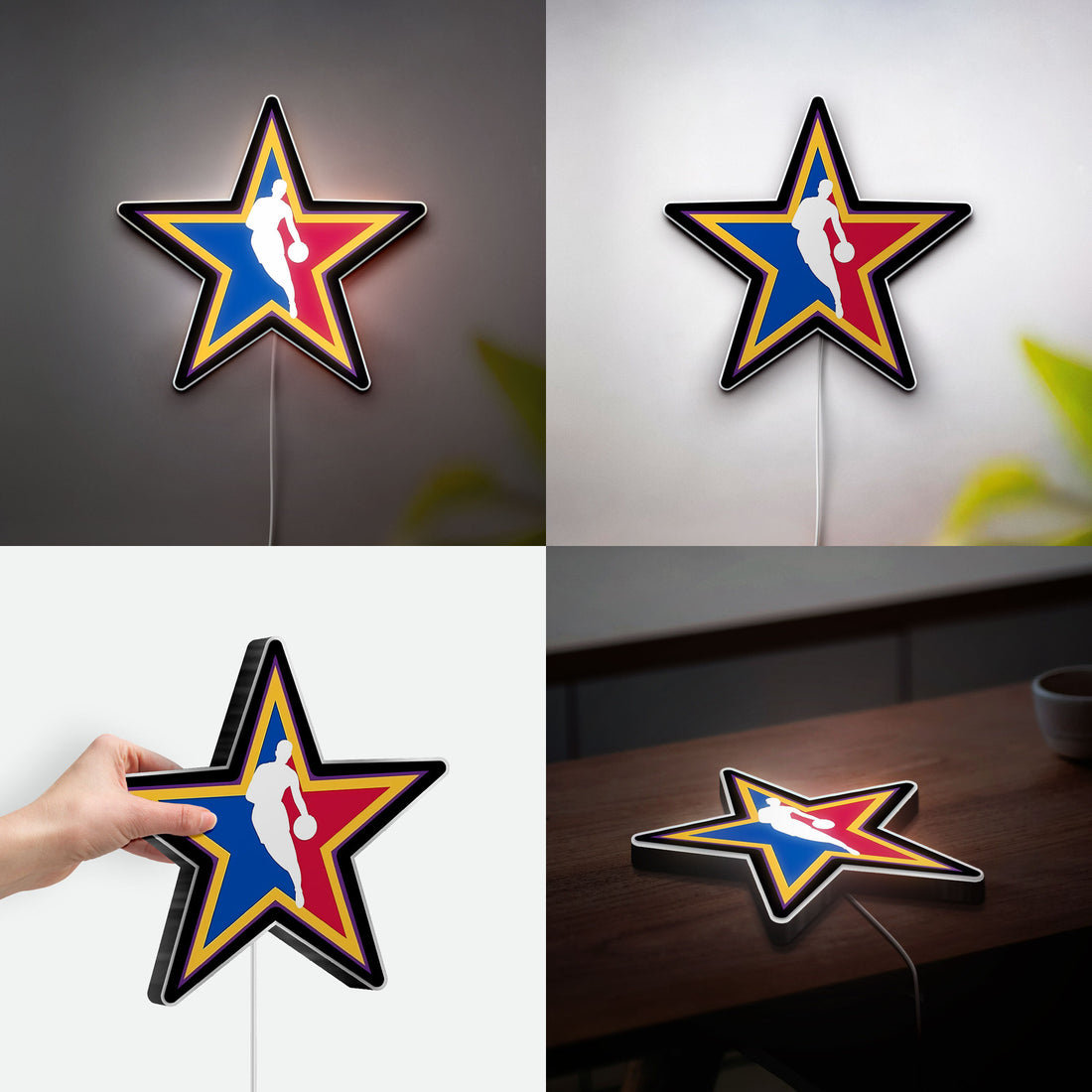 NBA All-Star Game 3D Light Box - Basketball Logo LED Night Light, Sports Fan Room Decor, Perfect Gift for NBA Enthusiasts 