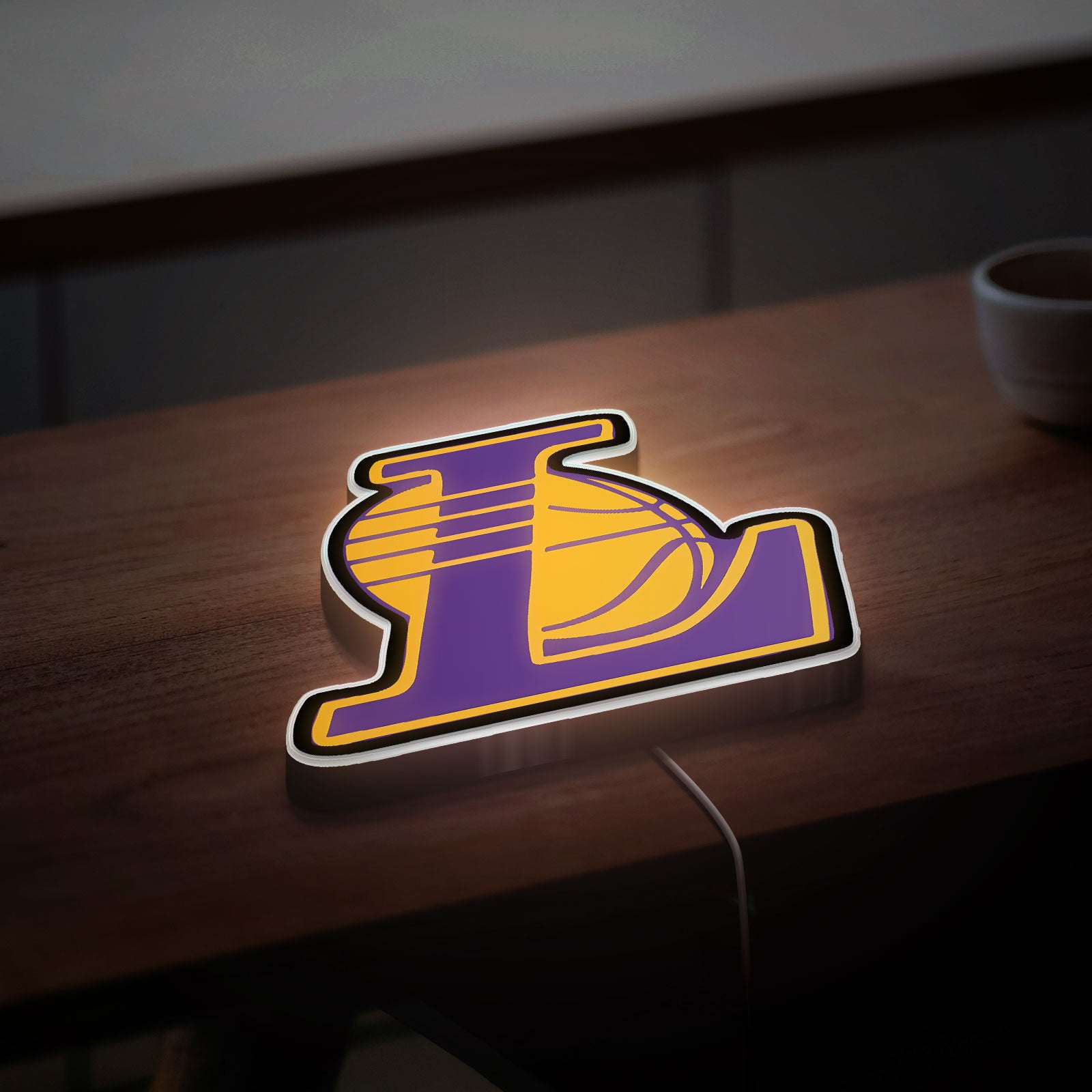 Los Angeles Lakers 3D Light Box - NBA Team Logo LED Night Light, Basketball Fan Gift, Lakers Wall Decor for Home & Office 