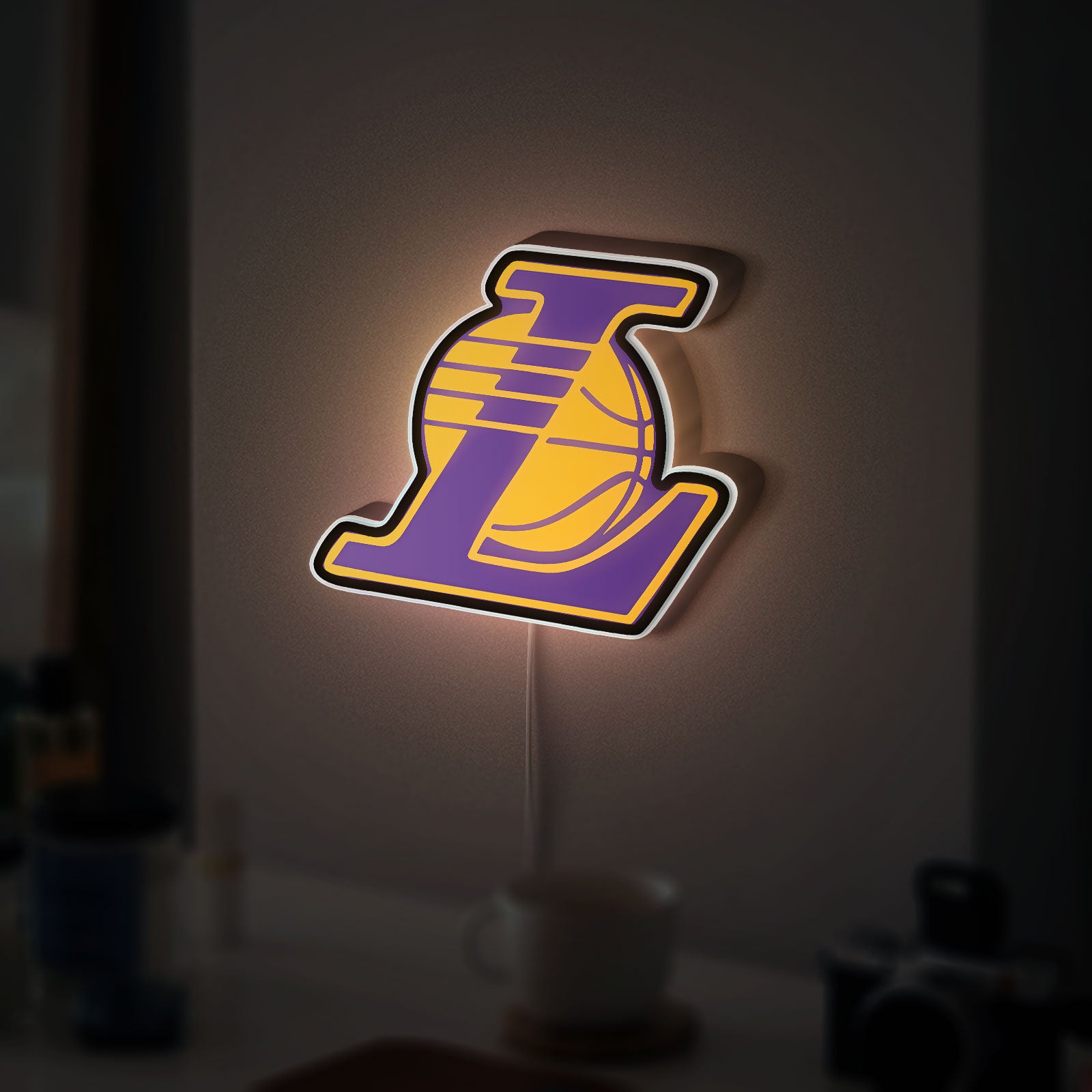 Los Angeles Lakers 3D Light Box - NBA Team Logo LED Night Light, Basketball Fan Gift, Lakers Wall Decor for Home & Office 