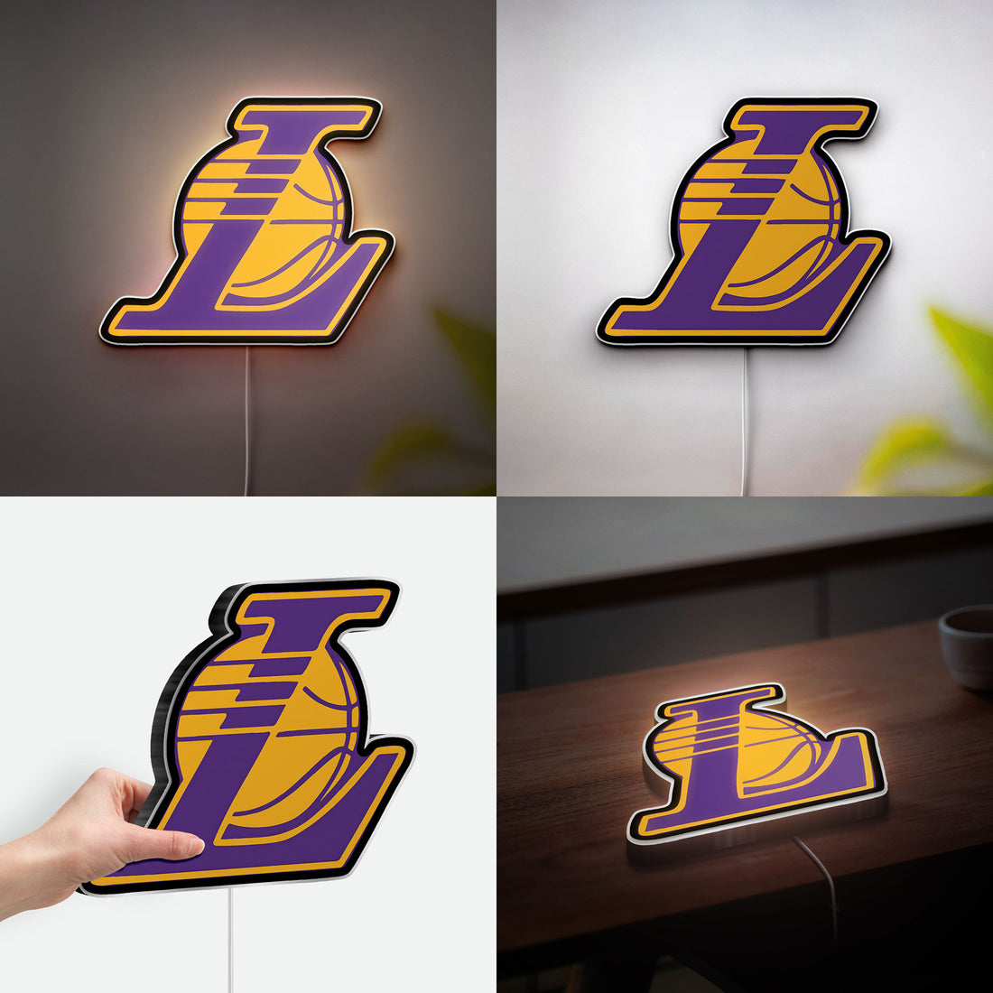 Los Angeles Lakers 3D Light Box - NBA Team Logo LED Night Light, Basketball Fan Gift, Lakers Wall Decor for Home & Office 