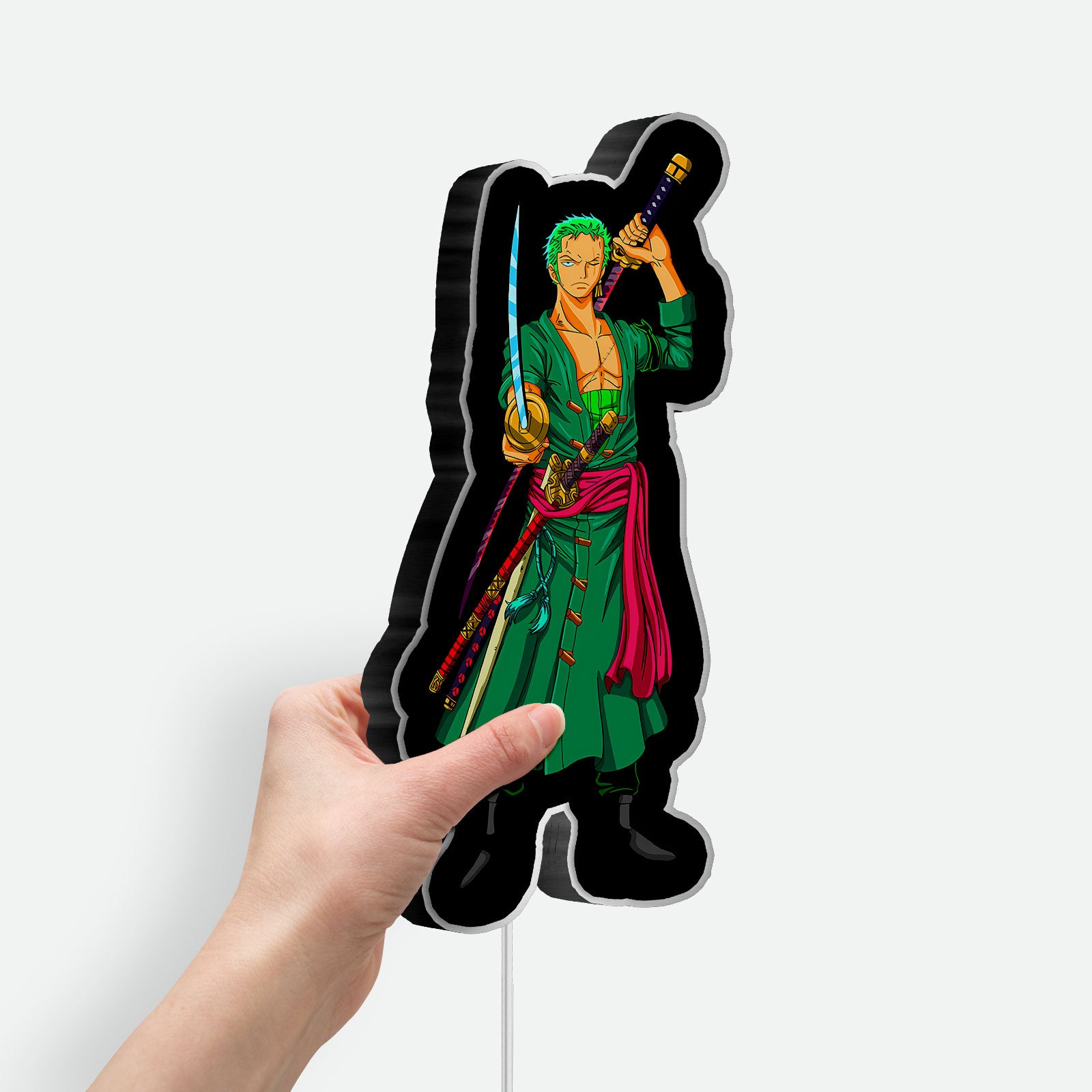 Roronoa Zoro 3D Anime Light Box - One Piece Character LED Night Light, Samurai Sword Decor for Anime Fans & Manga Lovers 