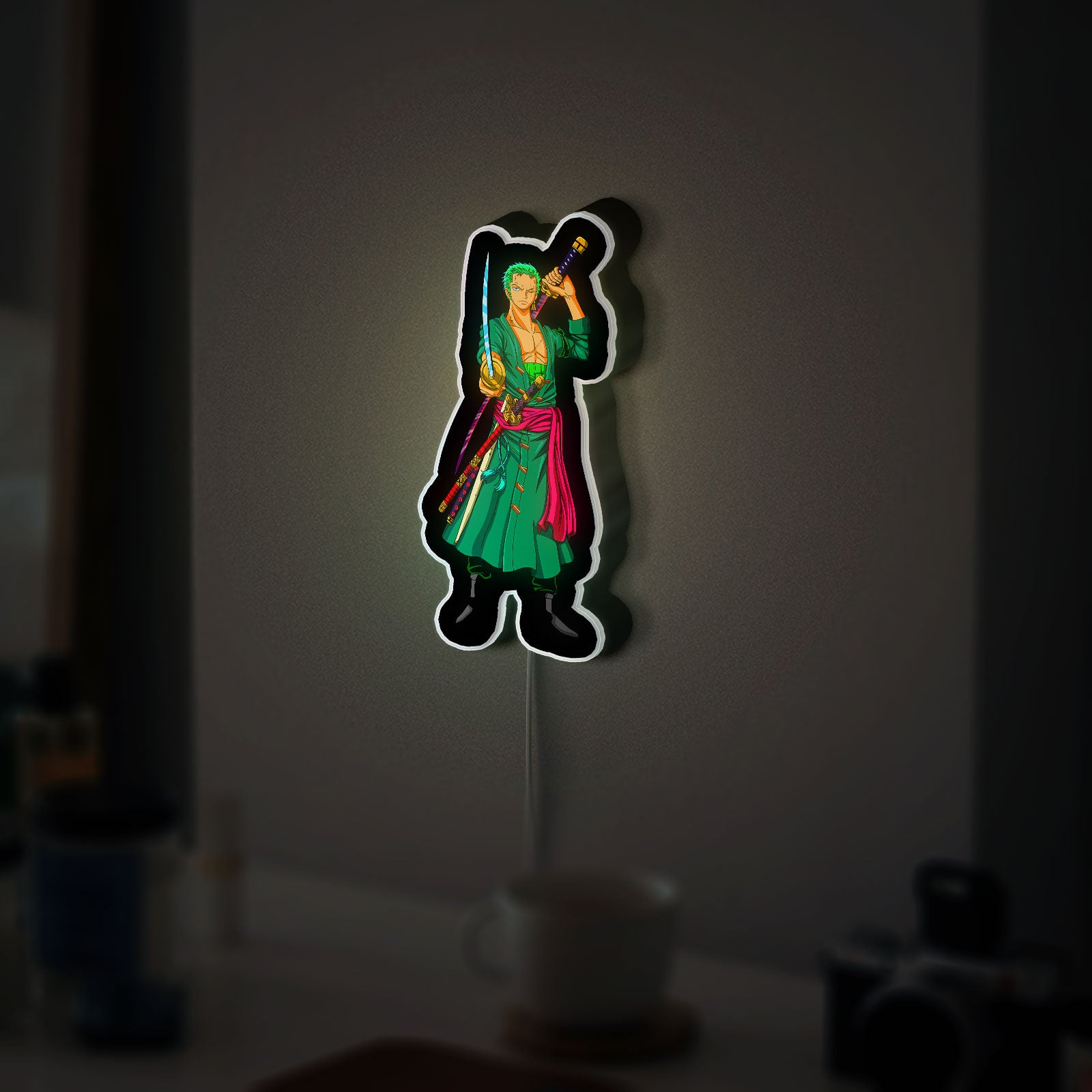 Roronoa Zoro 3D Anime Light Box - One Piece Character LED Night Light, Samurai Sword Decor for Anime Fans & Manga Lovers 