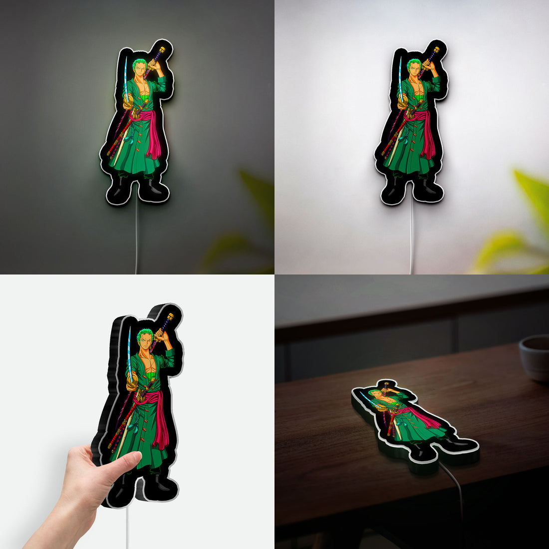 Roronoa Zoro 3D Anime Light Box - One Piece Character LED Night Light, Samurai Sword Decor for Anime Fans & Manga Lovers 