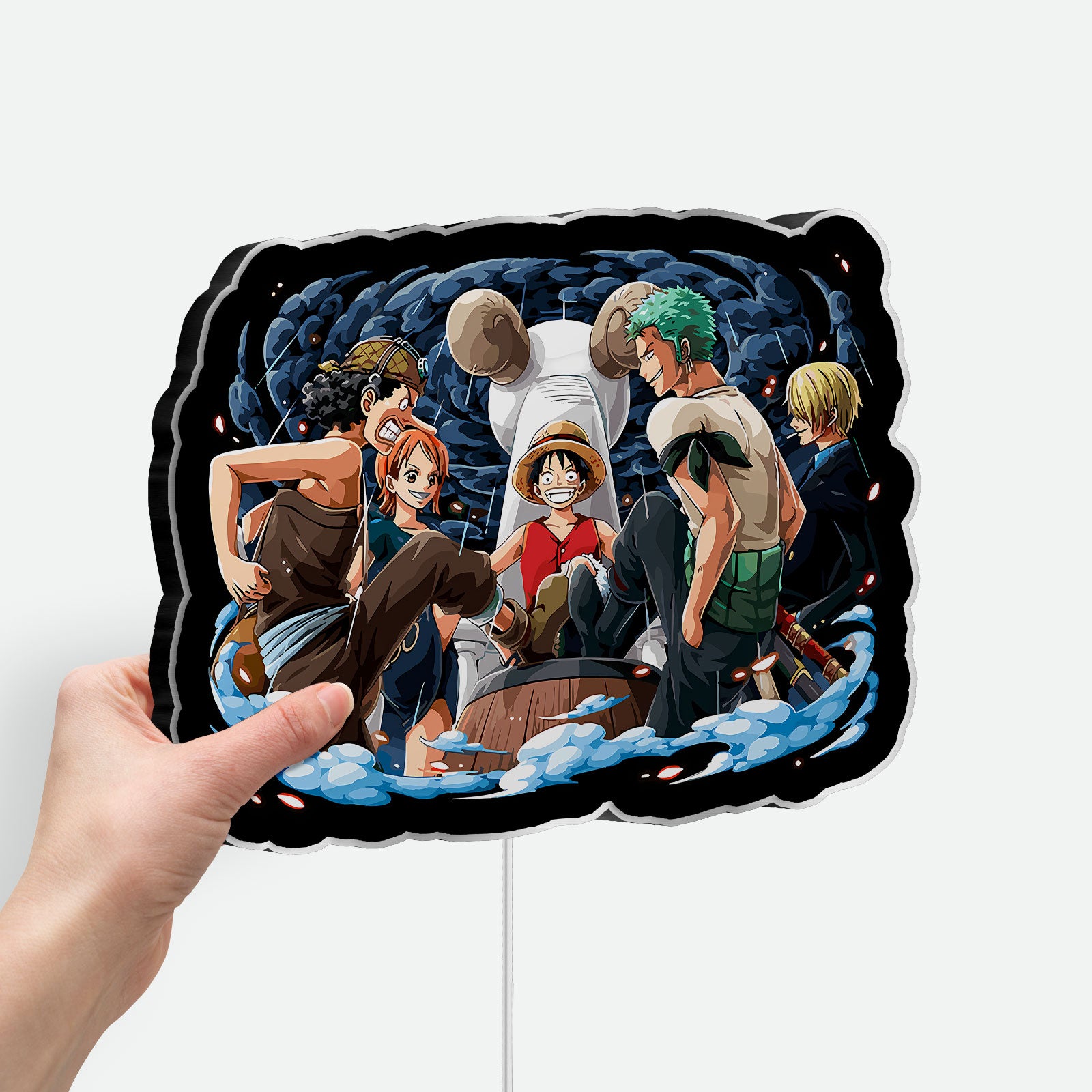 One Piece Nakama Crew 3D Light Box - Luffy Zoro Nami Usopp Sanji LED Night Light, Anime Character Decor for Straw Hat Pirates Fans 