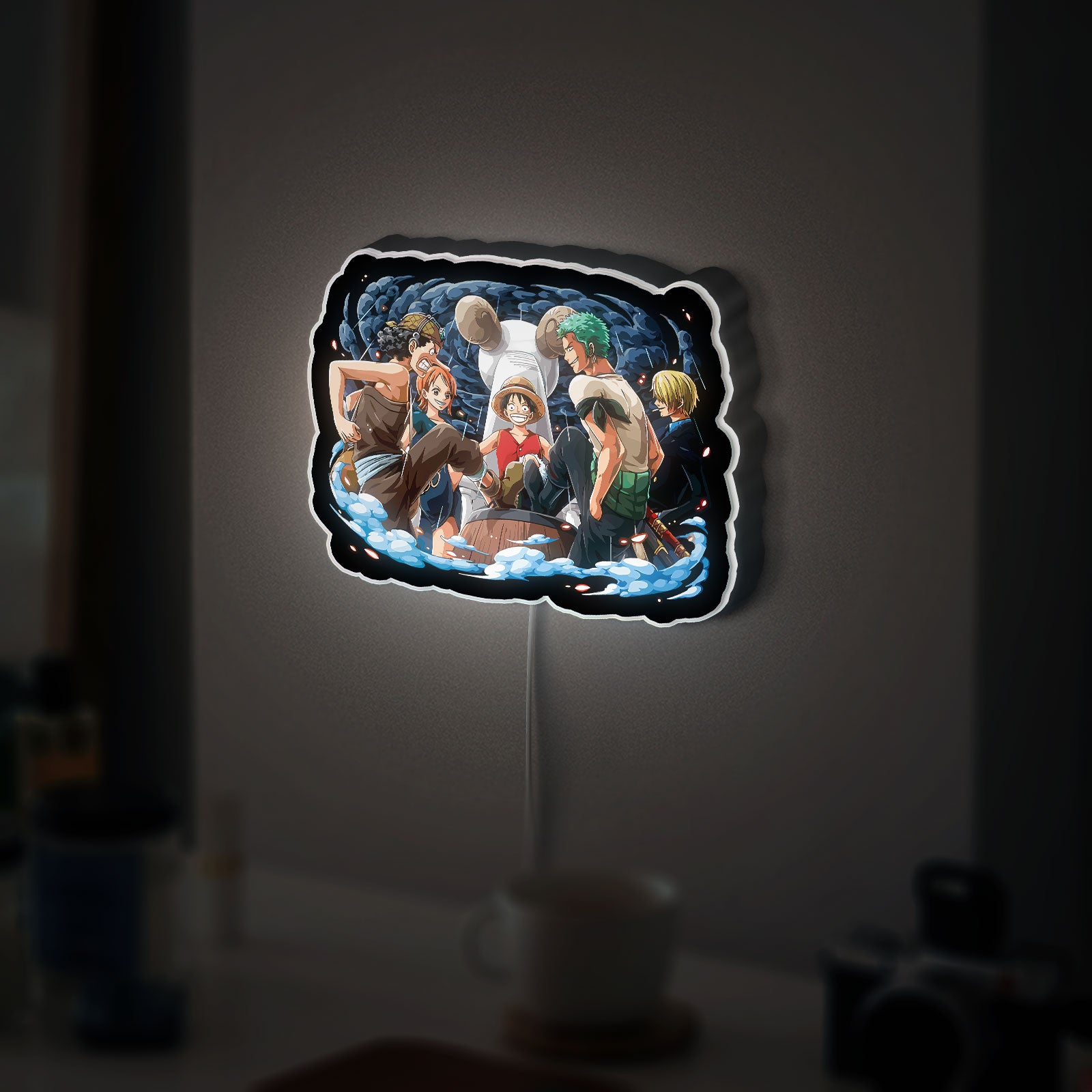 One Piece Nakama Crew 3D Light Box - Luffy Zoro Nami Usopp Sanji LED Night Light, Anime Character Decor for Straw Hat Pirates Fans 