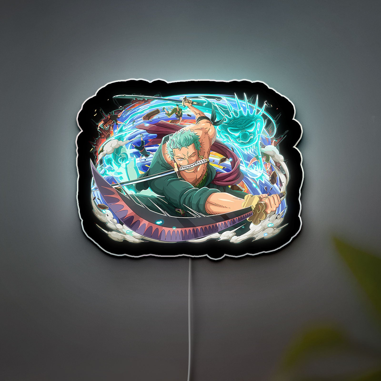 Roronoa Zoro 3D Light Box - One Piece Anime LED Night Light, Straw Hat Pirates Decor for Manga Fans, Anime Bedroom Glow Art 