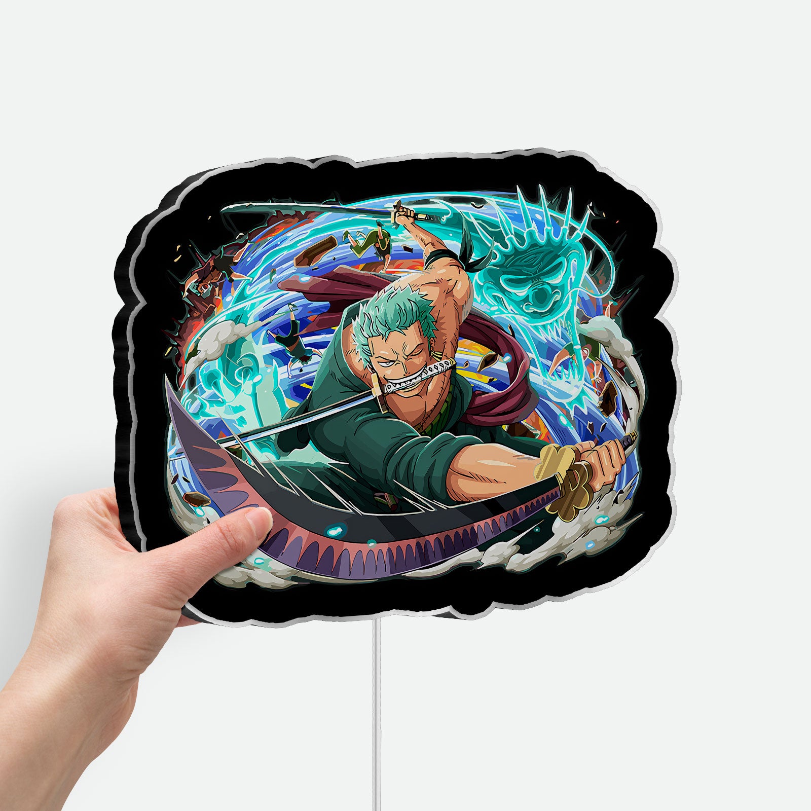 Roronoa Zoro 3D Light Box - One Piece Anime LED Night Light, Straw Hat Pirates Decor for Manga Fans, Anime Bedroom Glow Art 