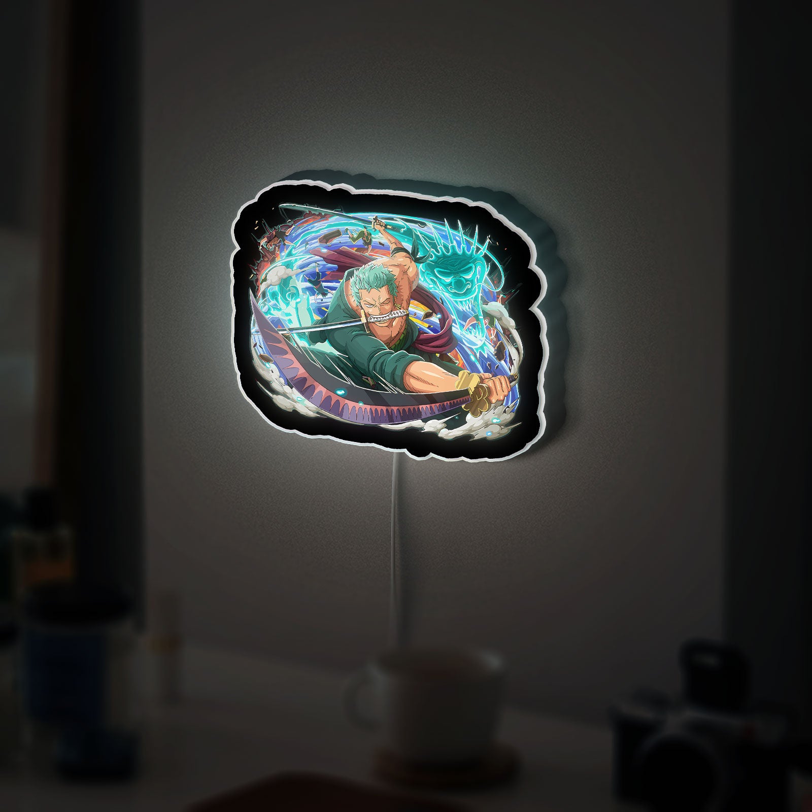Roronoa Zoro 3D Light Box - One Piece Anime LED Night Light, Straw Hat Pirates Decor for Manga Fans, Anime Bedroom Glow Art 