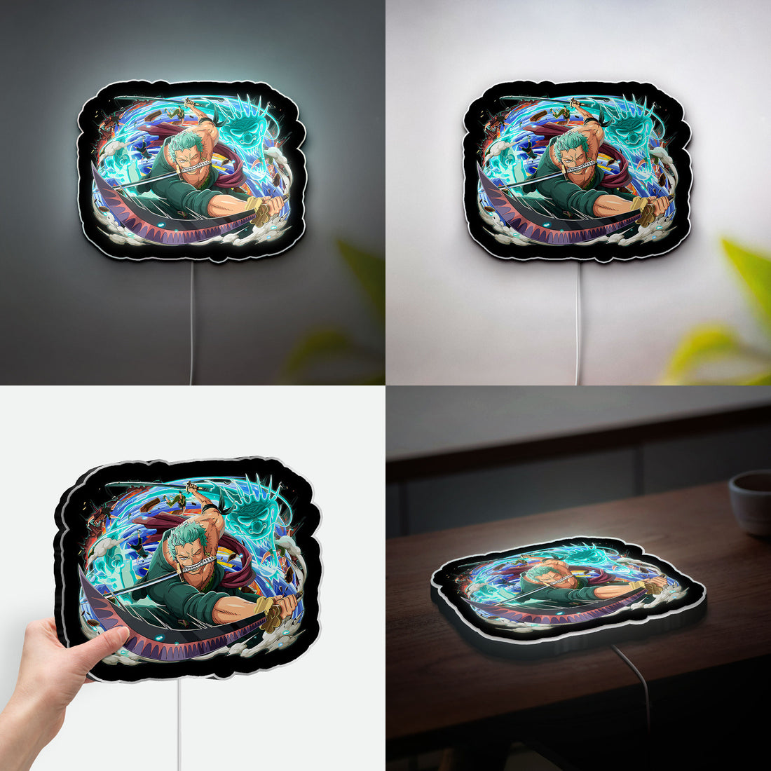 Roronoa Zoro 3D Light Box - One Piece Anime LED Night Light, Straw Hat Pirates Decor for Manga Fans, Anime Bedroom Glow Art