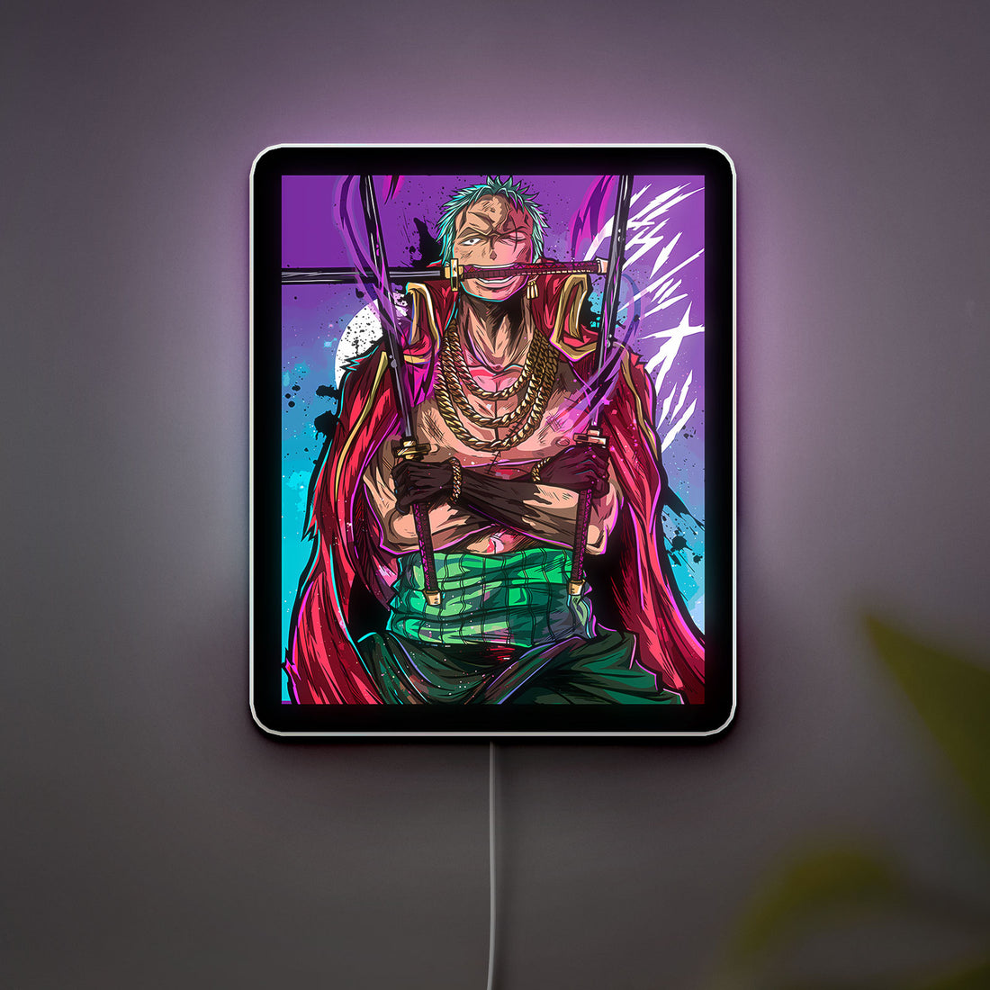 One Piece 3D Light Box - Zoro Anime LED Night Light, Wano Arc Inspired Wall Decor for Anime Fans

