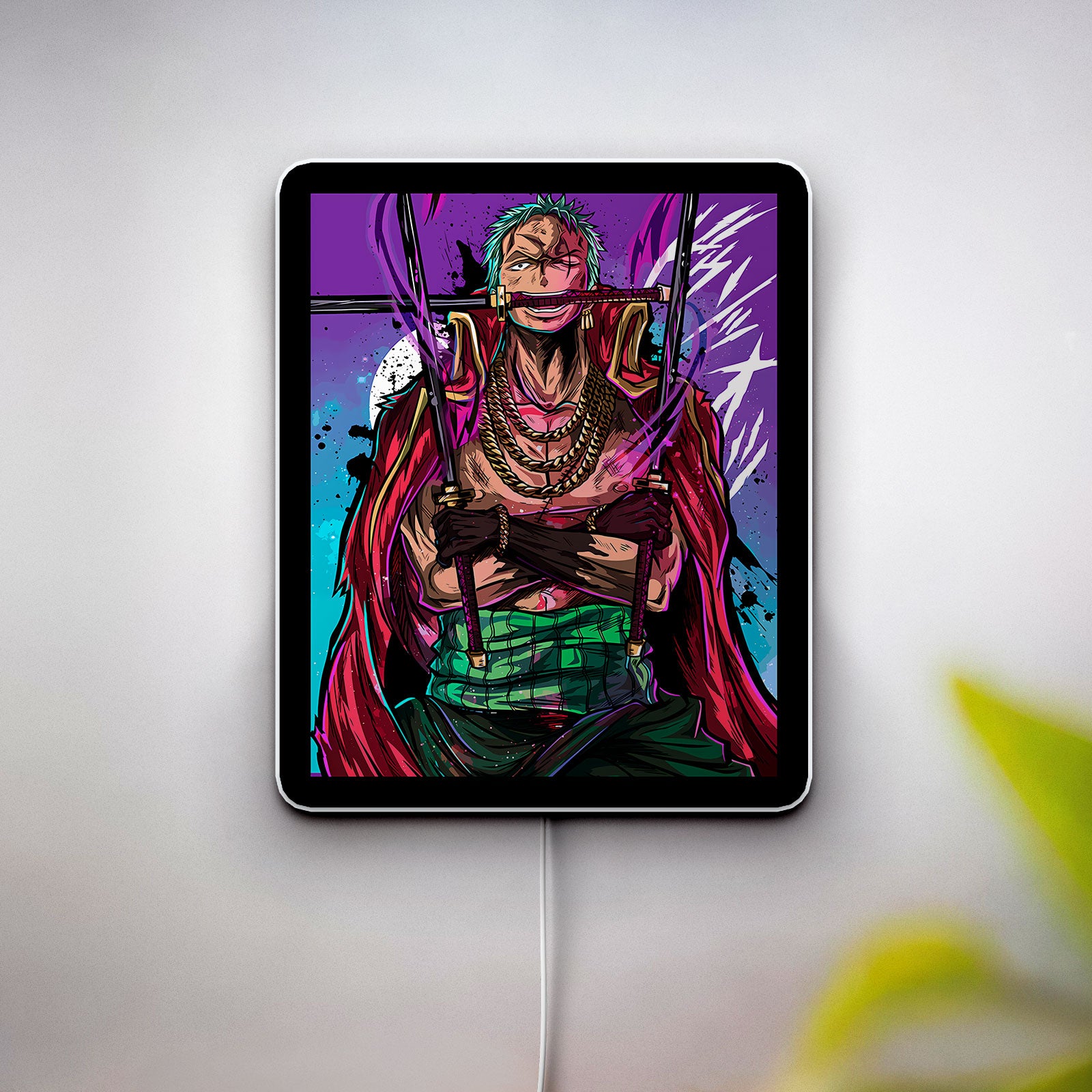 One Piece 3D Light Box - Zoro Anime LED Night Light, Wano Arc Inspired Wall Decor for Anime Fans
