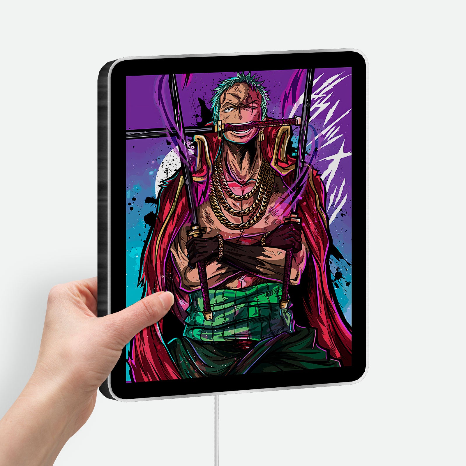 One Piece 3D Light Box - Zoro Anime LED Night Light, Wano Arc Inspired Wall Decor for Anime Fans
