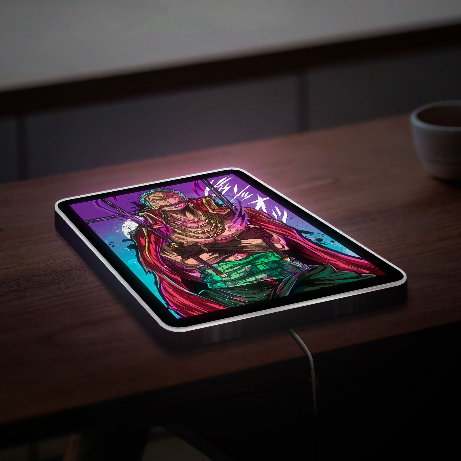 One Piece 3D Light Box - Zoro Anime LED Night Light, Wano Arc Inspired Wall Decor for Anime Fans
