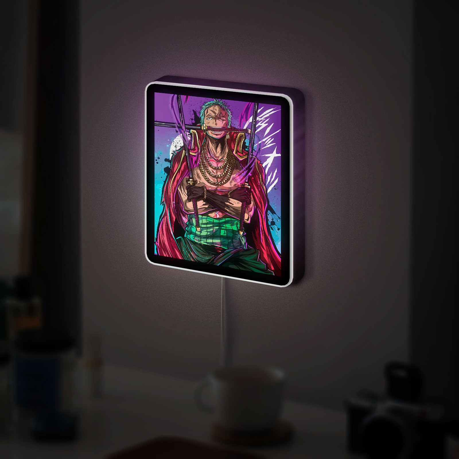 One Piece 3D Light Box - Zoro Anime LED Night Light, Wano Arc Inspired Wall Decor for Anime Fans
