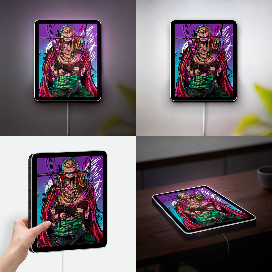 One Piece 3D Light Box - Zoro Anime LED Night Light, Wano Arc Inspired Wall Decor for Anime Fans
