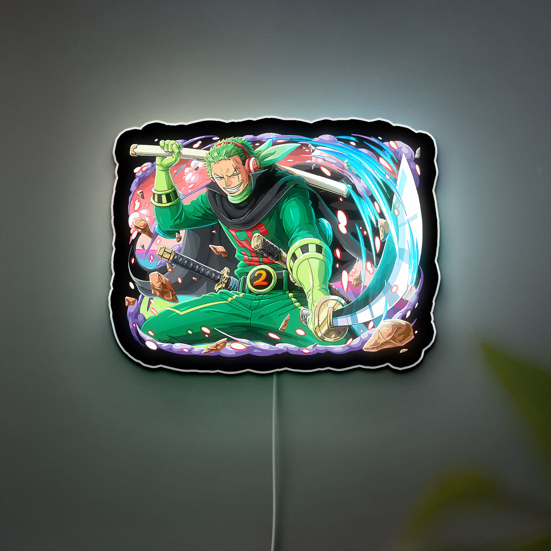 Roronoa Zoro 3D Light Box - One Piece Anime LED Night Light, Samurai Sword Decor for Manga Fans & Anime Lovers 