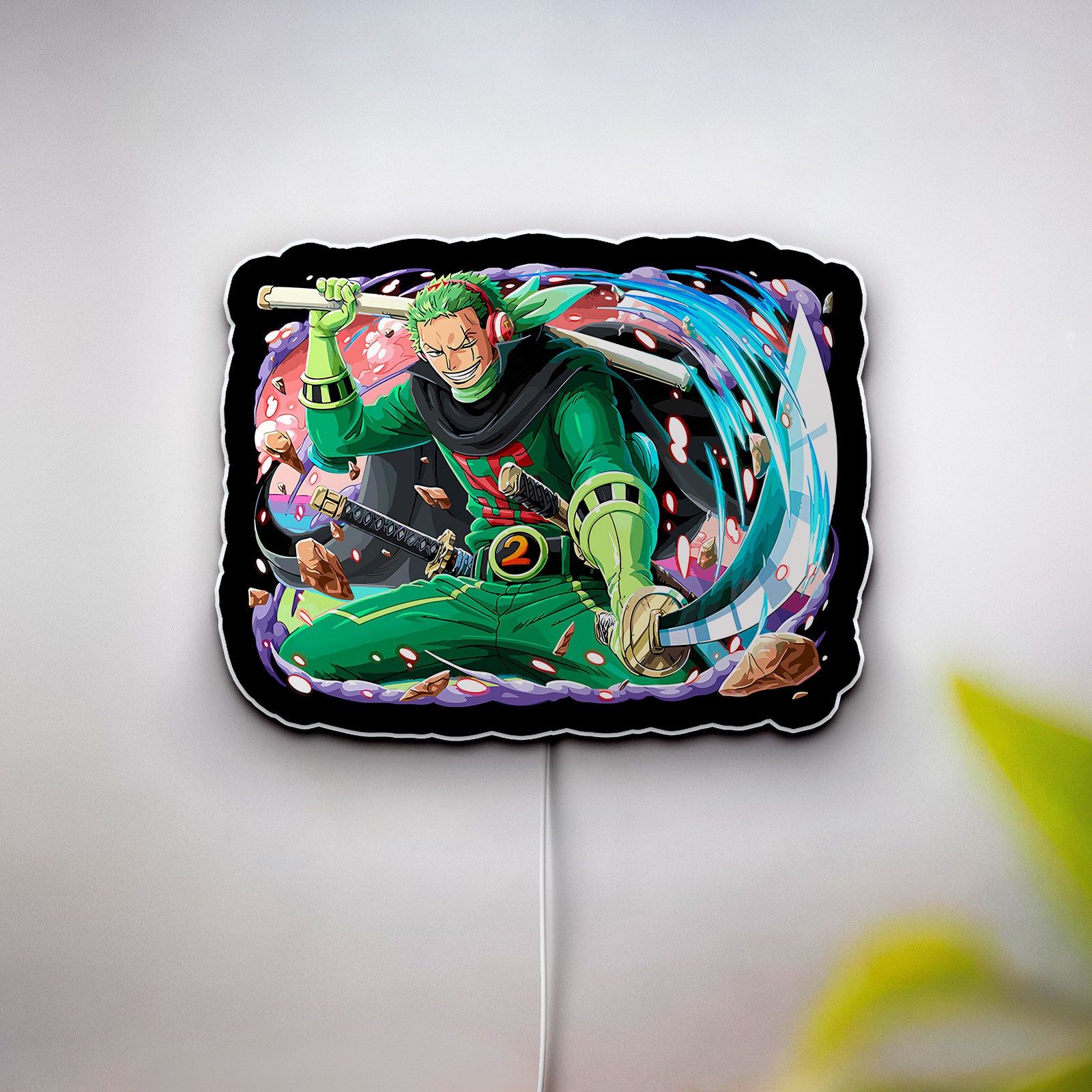 Roronoa Zoro 3D Light Box - One Piece Anime LED Night Light, Samurai Sword Decor for Manga Fans & Anime Lovers 