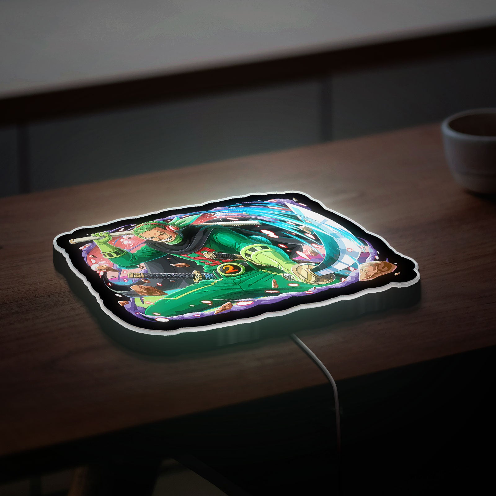 Roronoa Zoro 3D Light Box - One Piece Anime LED Night Light, Samurai Sword Decor for Manga Fans & Anime Lovers 