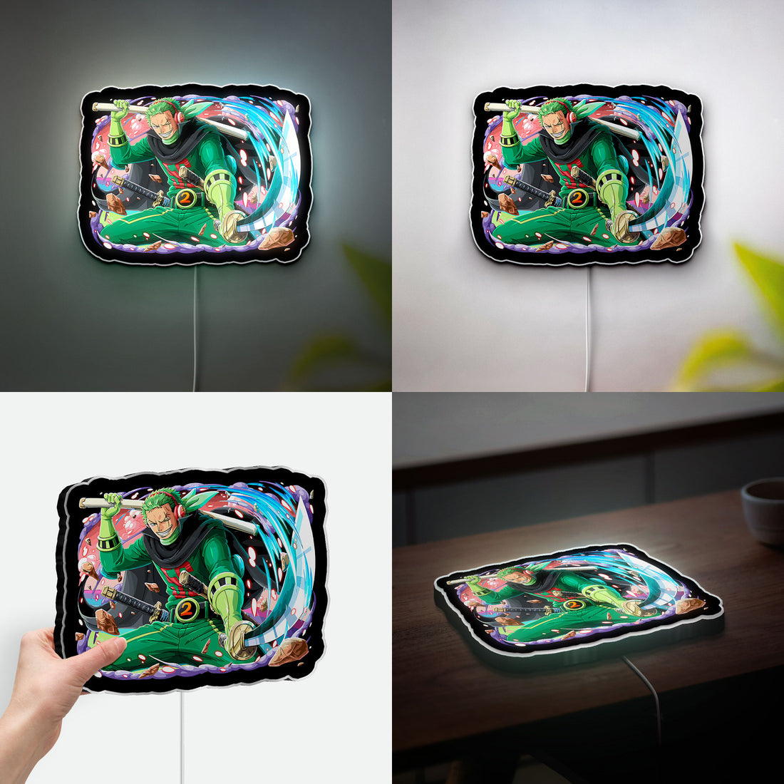Roronoa Zoro 3D Light Box - One Piece Anime LED Night Light, Samurai Sword Decor for Manga Fans & Anime Lovers 