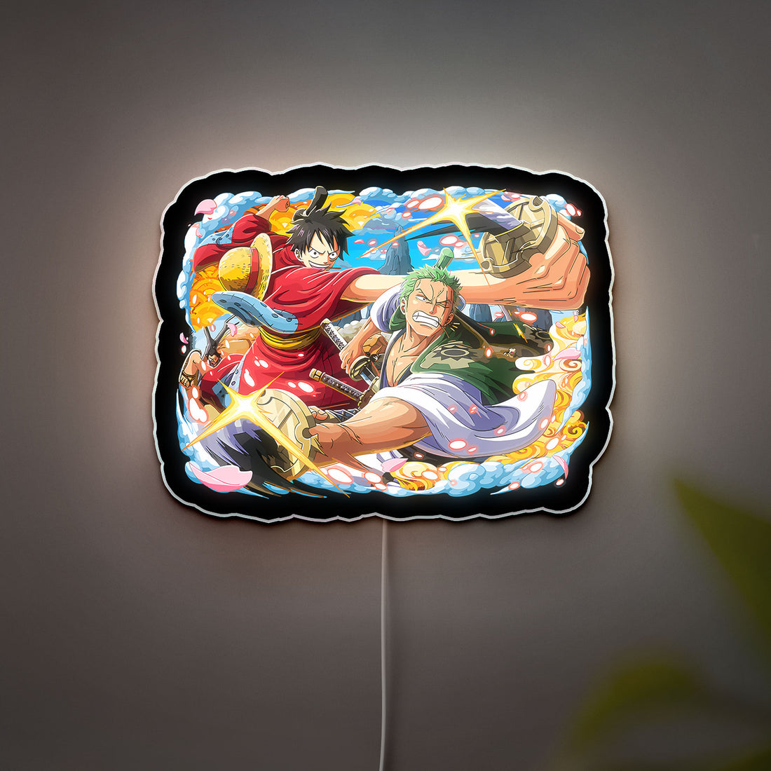 One Piece Wano Arc 3D Light Box - Luffy & Zoro Anime LED Night Light, Japanese Manga Decor for Fans, Cool Gift for Anime Lovers 