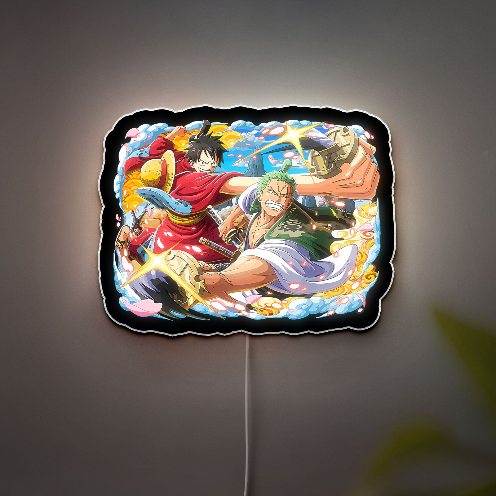 One Piece Wano Arc 3D Light Box - Luffy & Zoro Anime LED Night Light, Japanese Manga Decor for Fans, Cool Gift for Anime Lovers 