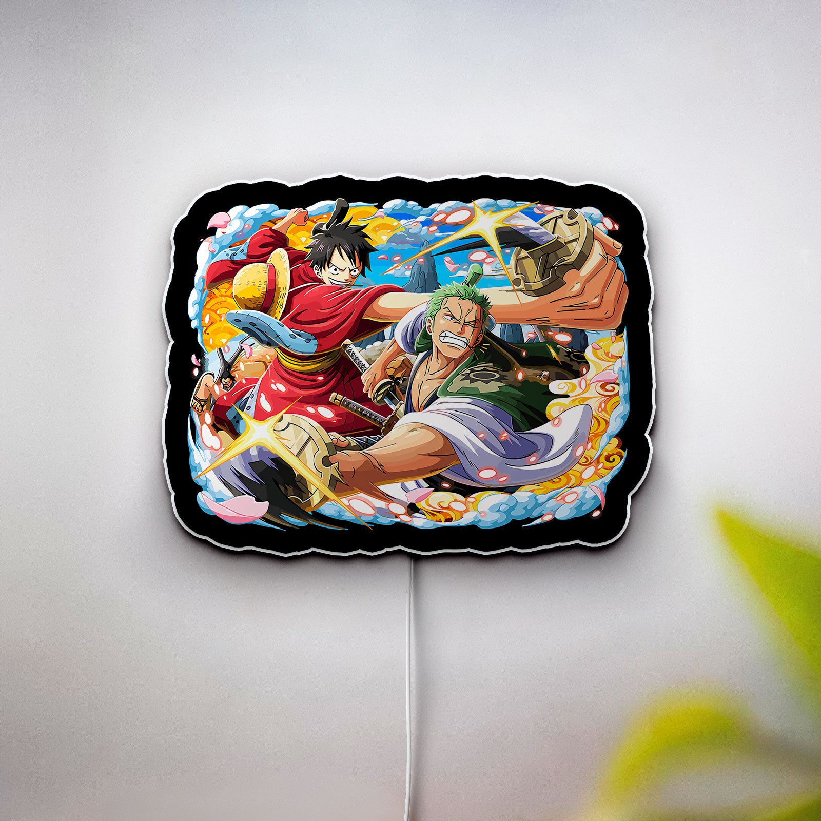 One Piece Wano Arc 3D Light Box - Luffy & Zoro Anime LED Night Light, Japanese Manga Decor for Fans, Cool Gift for Anime Lovers 