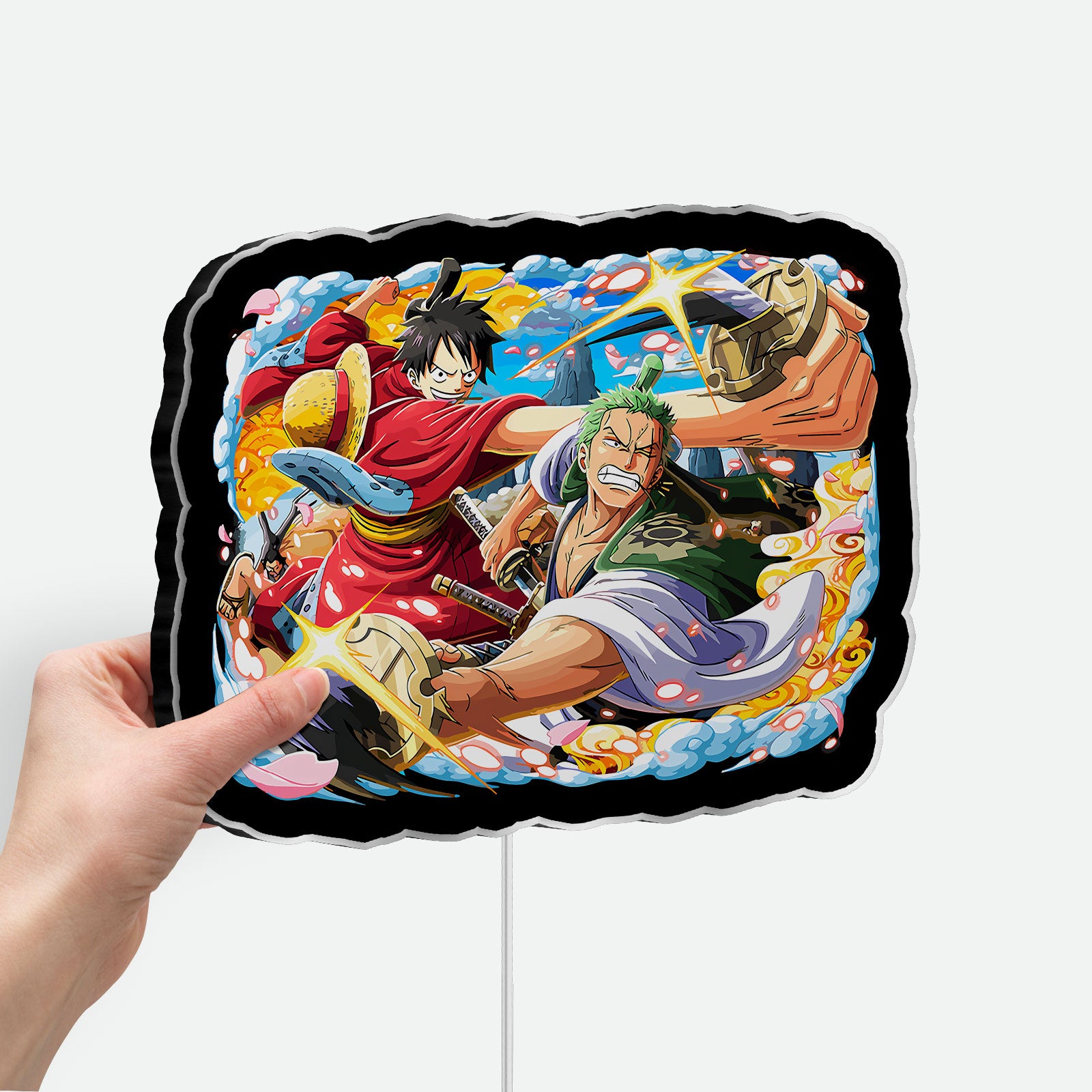 One Piece Wano Arc 3D Light Box - Luffy & Zoro Anime LED Night Light, Japanese Manga Decor for Fans, Cool Gift for Anime Lovers 