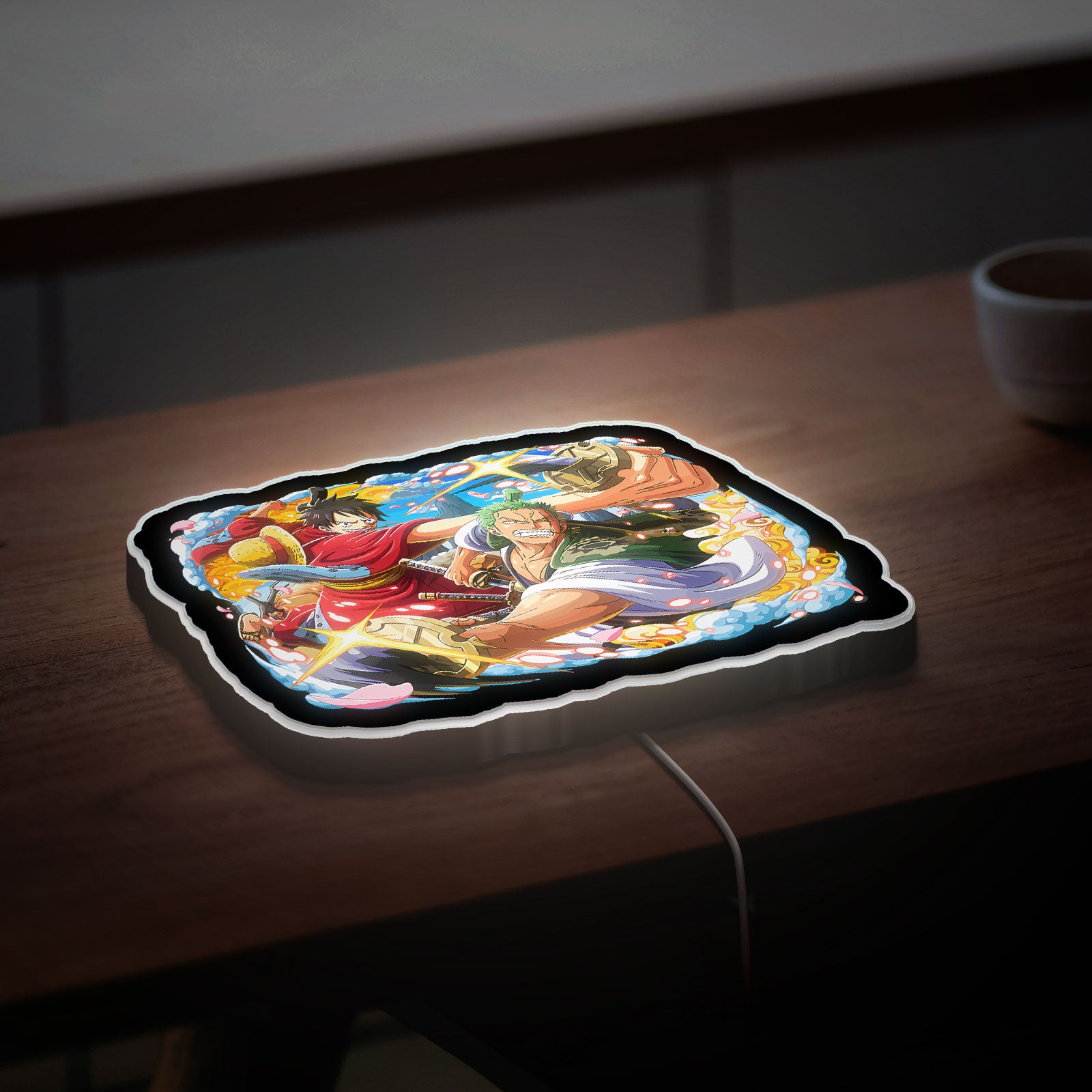 One Piece Wano Arc 3D Light Box - Luffy & Zoro Anime LED Night Light, Japanese Manga Decor for Fans, Cool Gift for Anime Lovers 