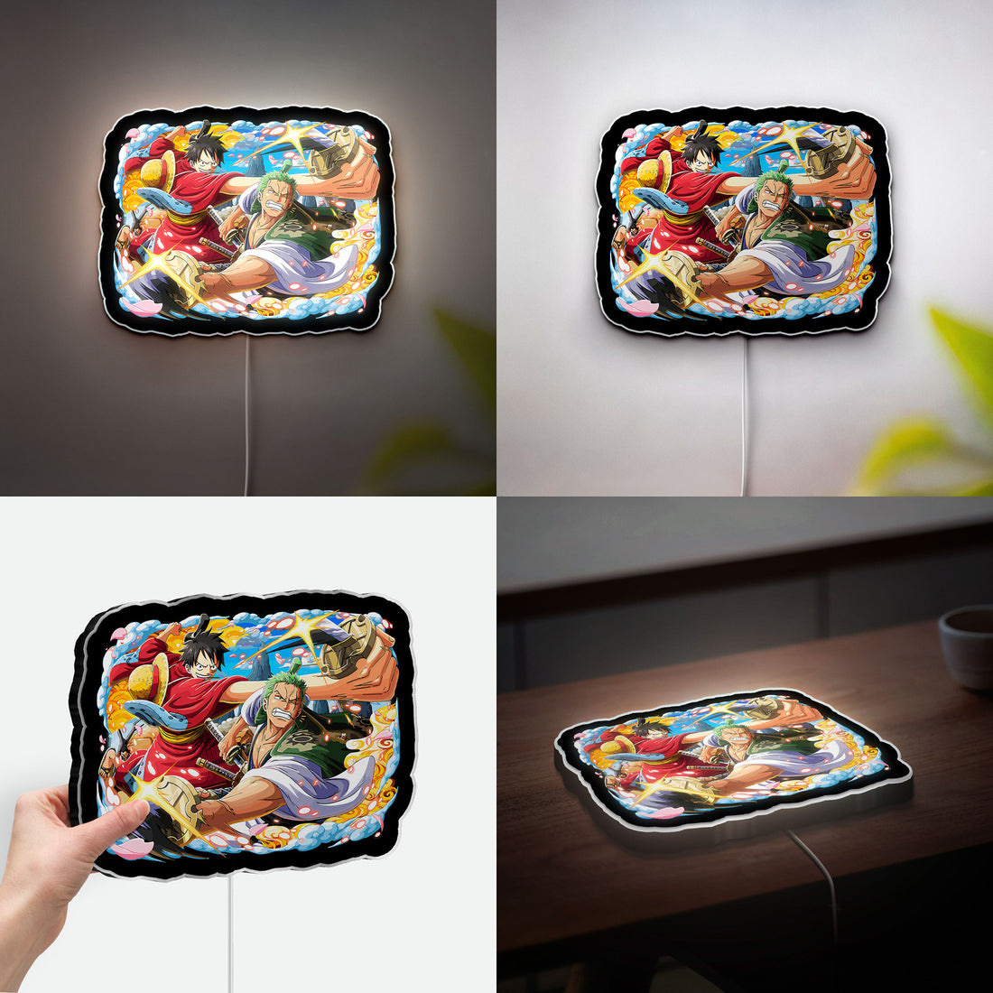 One Piece Wano Arc 3D Light Box - Luffy & Zoro Anime LED Night Light, Japanese Manga Decor for Fans, Cool Gift for Anime Lovers 