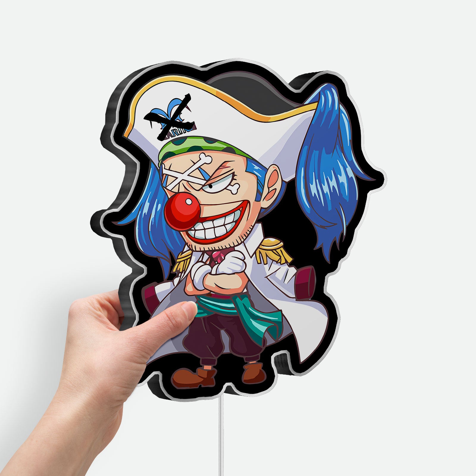 Buggy the Clown 3D Light Box - One Piece Anime LED Night Light, Pirate Themed Room Decor for Anime Fans 