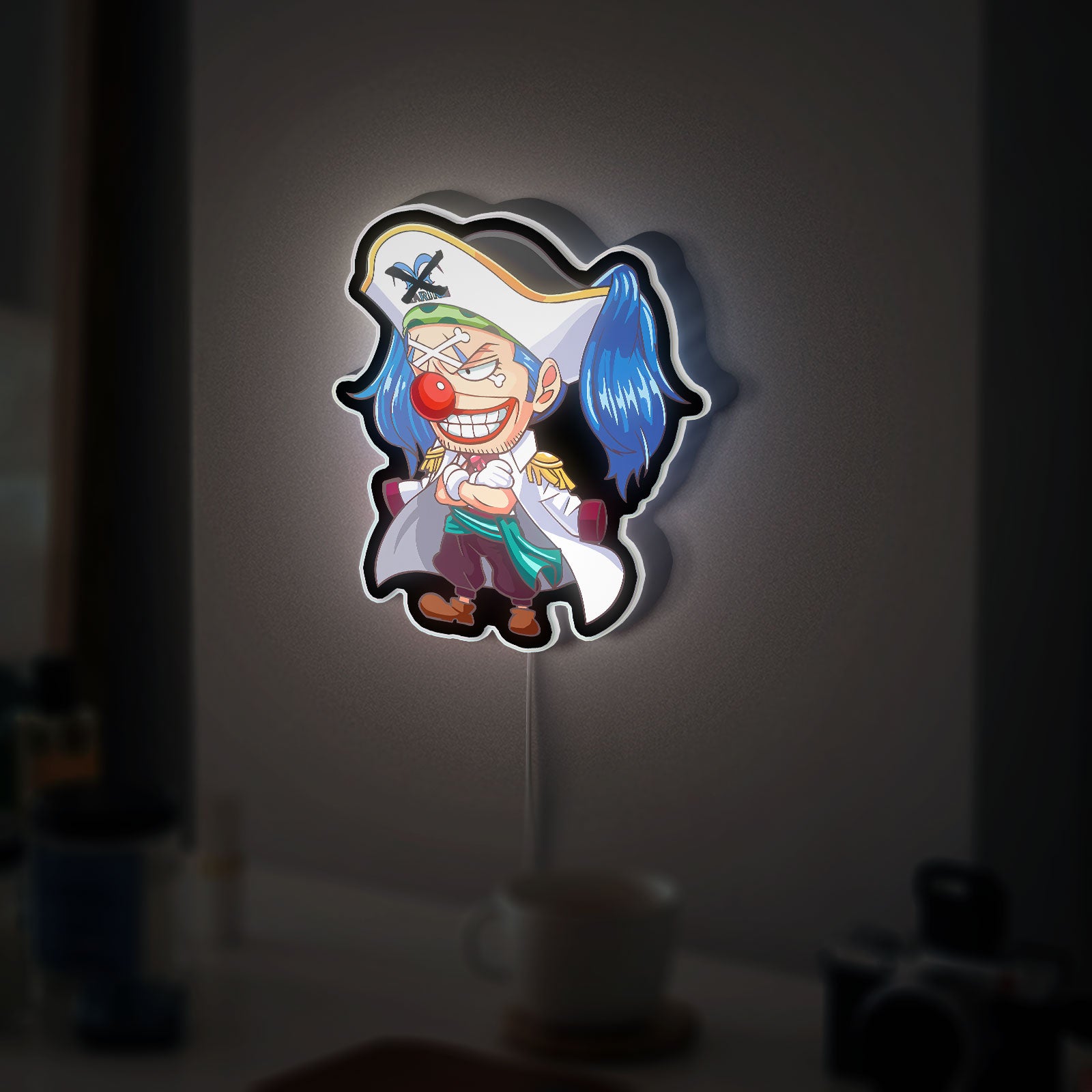 Buggy the Clown 3D Light Box - One Piece Anime LED Night Light, Pirate Themed Room Decor for Anime Fans 
