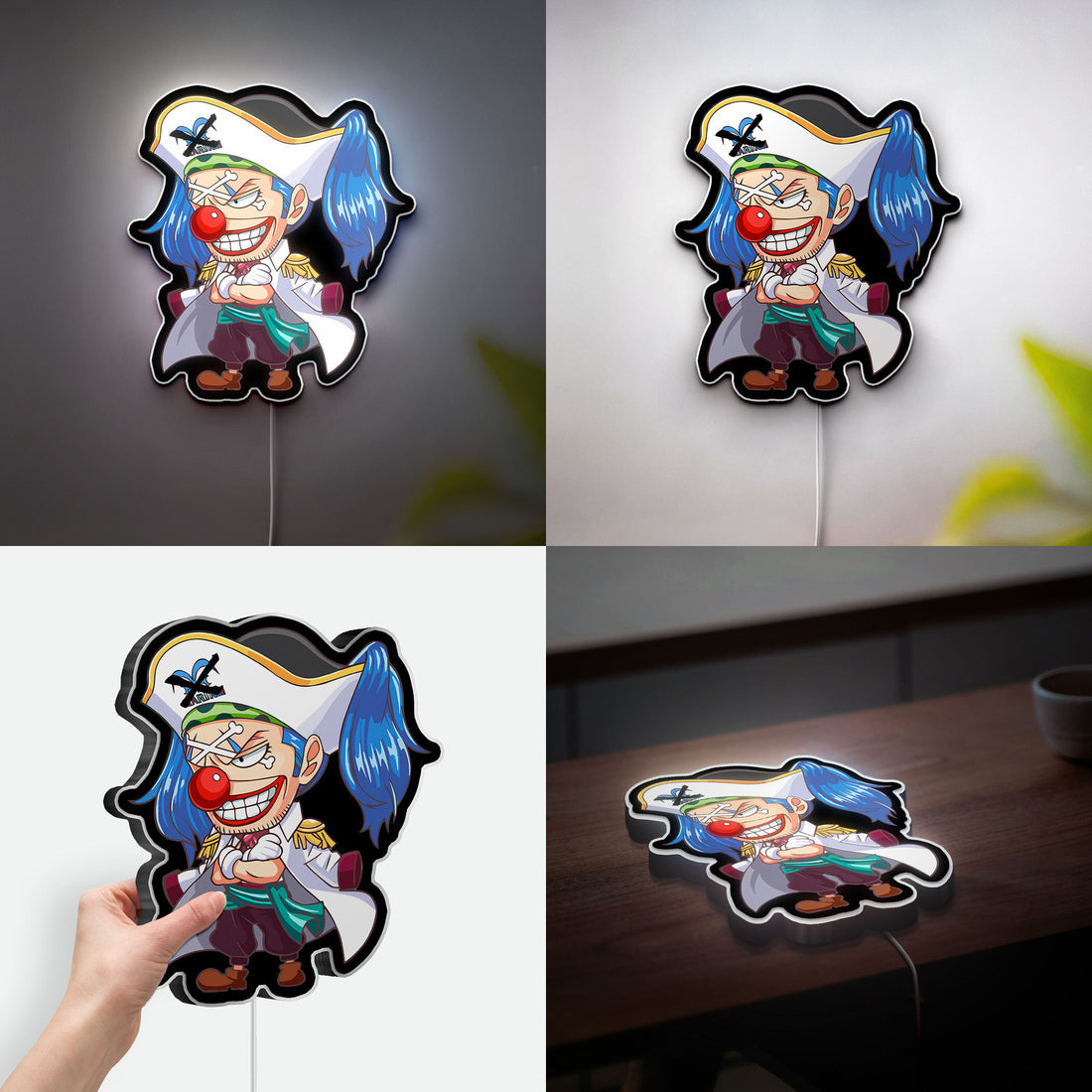 Buggy the Clown 3D Light Box - One Piece Anime LED Night Light, Pirate Themed Room Decor for Anime Fans 
