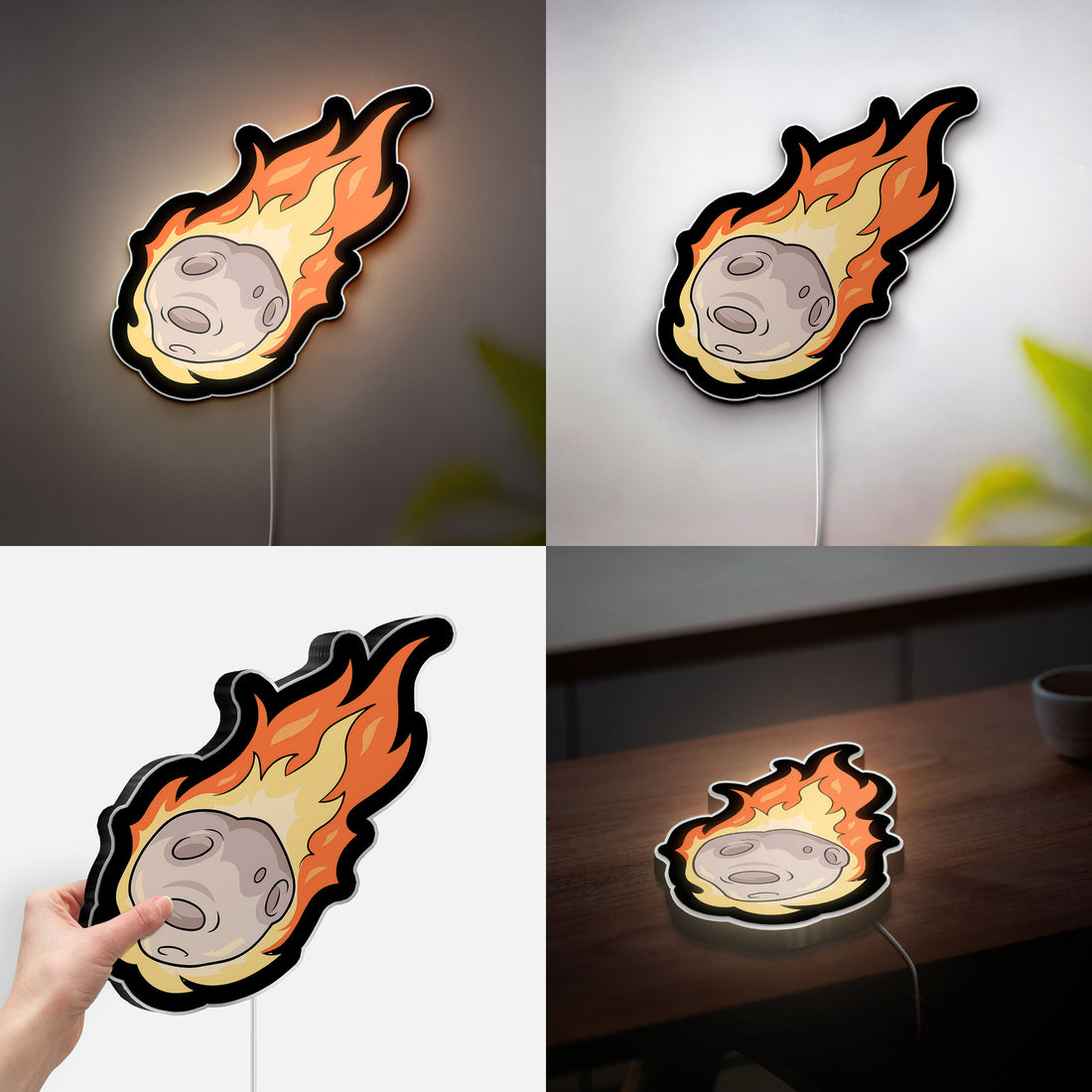 Meteor Glow Light - Cosmic Impact Night Light, Space Themed 3D Art for Astronomy Fans & Sci-Fi Room Decor 