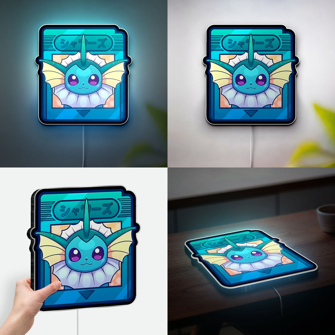 Pokemon Vaporeon 3D Light Box - Cute Eeveelution LED Night Light, Anime Pokemon Decor for Fans & Kids Room 