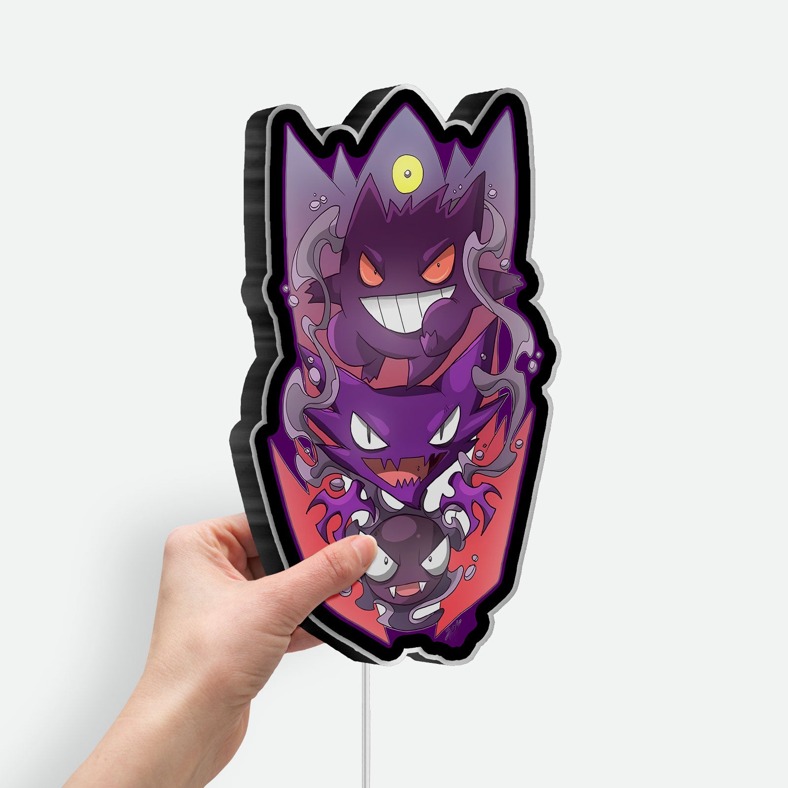 Pokemon Ghost Trio 3D Light - Gengar Haunter Gastly Glow Art, Spooky Anime Night Light for Pokemon Fans & Gothic Game Rooms 