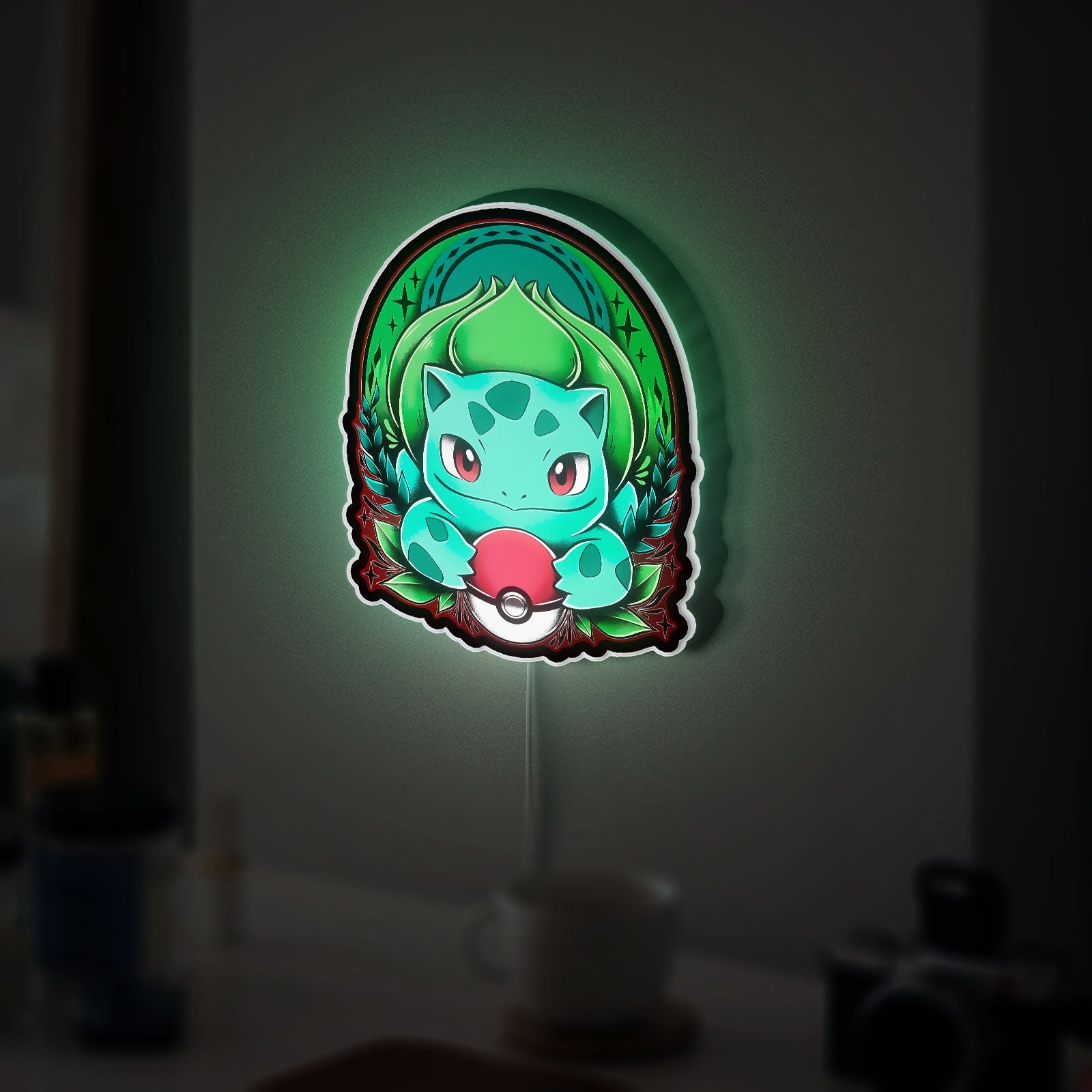 Bulbasaur 3D Light Box - Kanto Starter Pokémon LED Night Light, Art Decor for Gamers & Anime Fans
