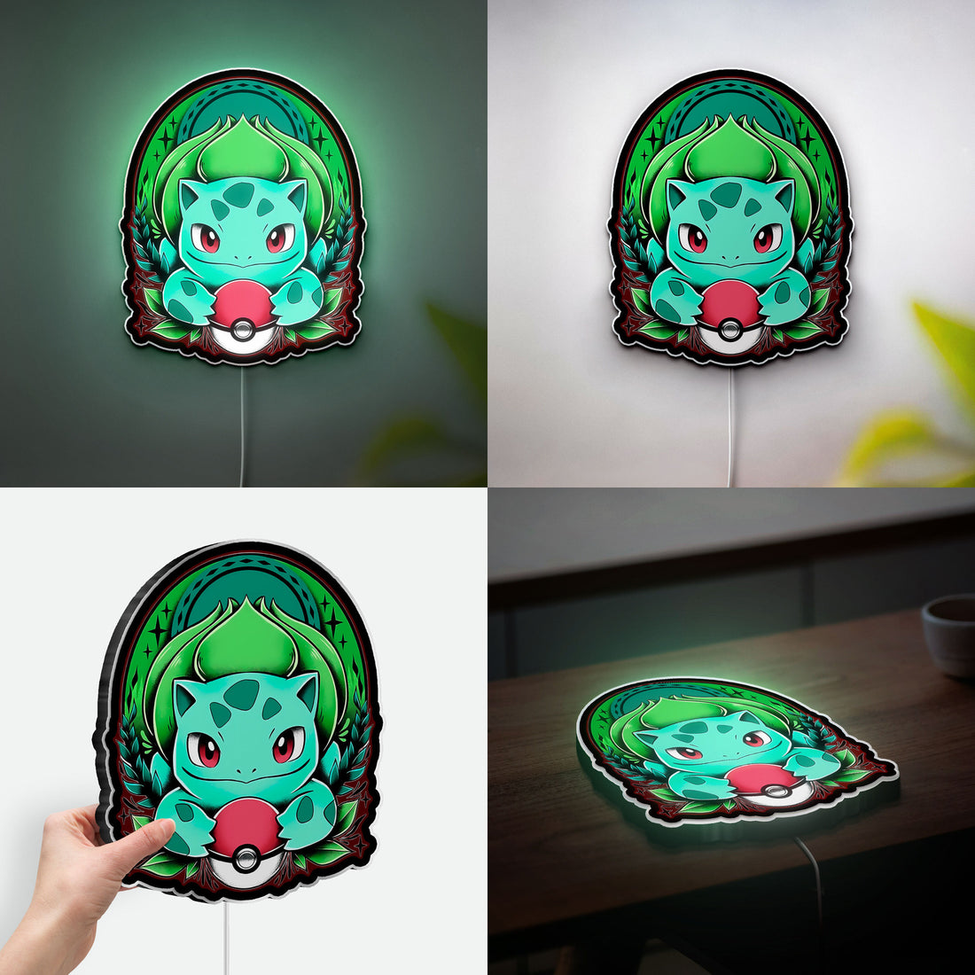 Bulbasaur 3D Light Box - Kanto Starter Pokémon LED Night Light, Art Decor for Gamers & Anime Fans
