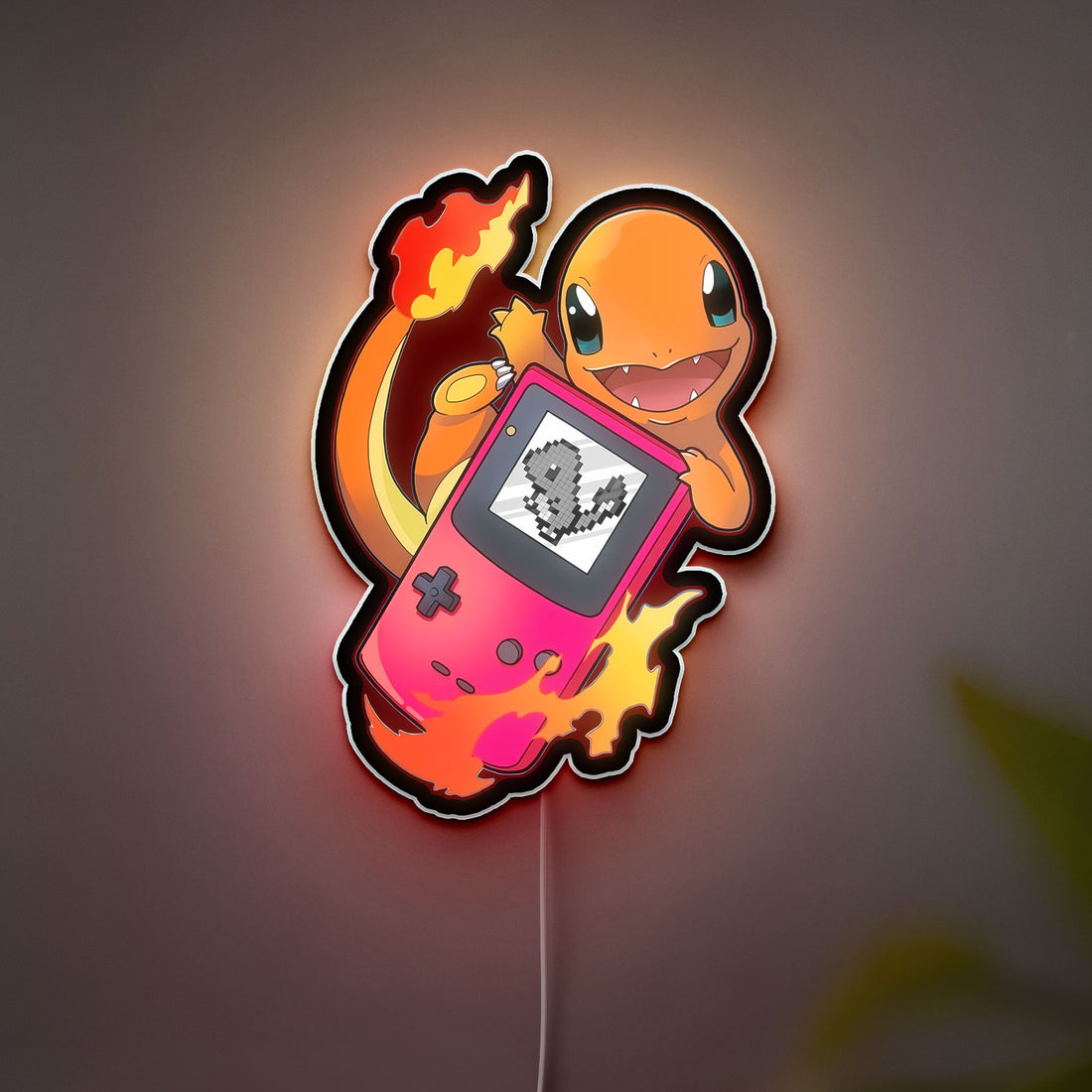 Charmander Pokemon 3D Light Box - Glowing Gameboy Art LED Night Light, Anime Decor for Pokemon Fans & Gift for Gamers 
