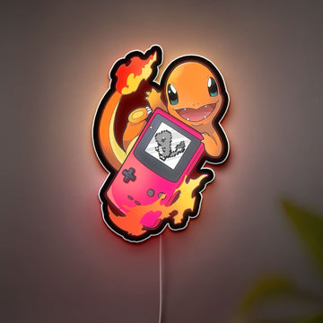 Charmander Pokemon 3D Light Box - Glowing Gameboy Art LED Night Light, Anime Decor for Pokemon Fans & Gift for Gamers 