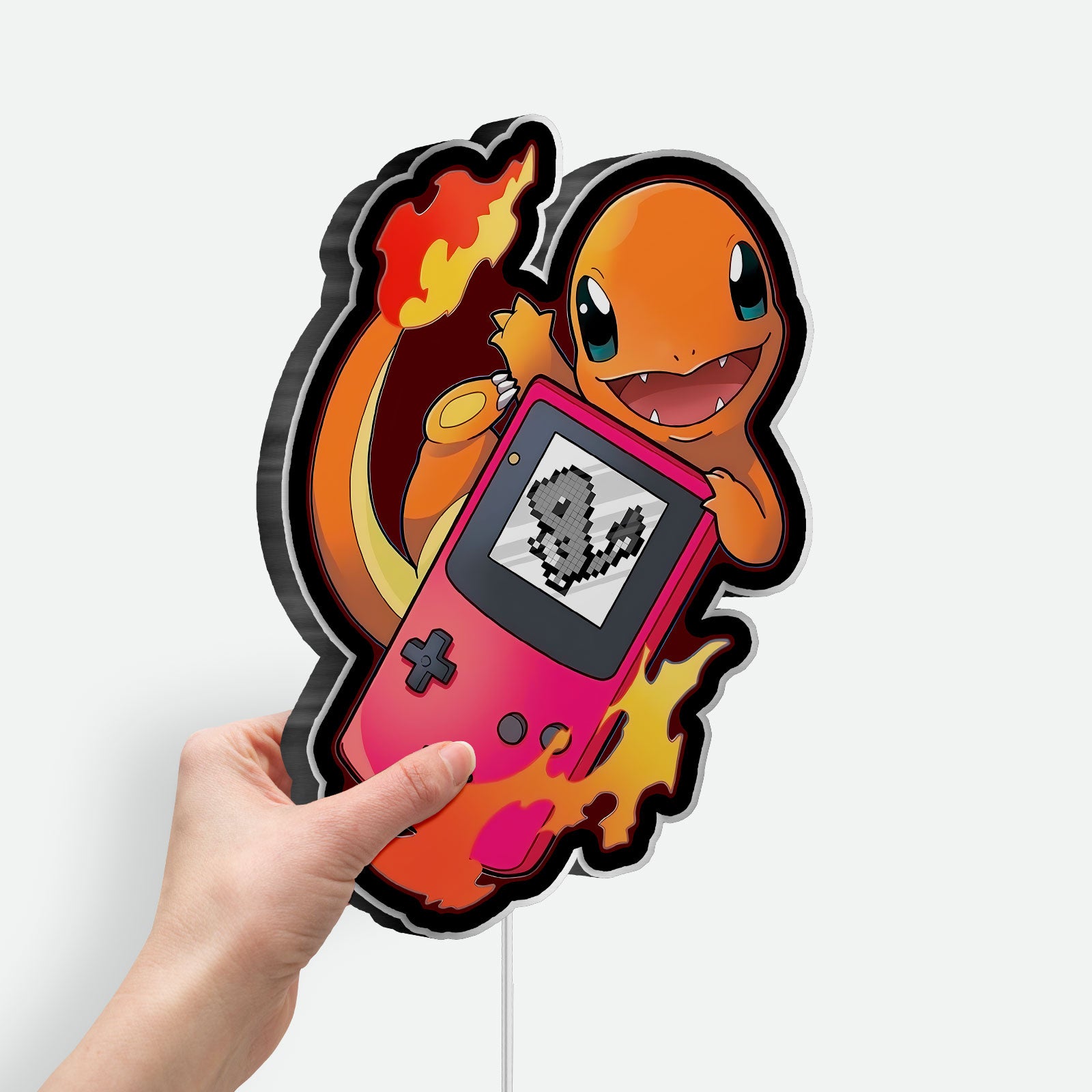 Charmander Pokemon 3D Light Box - Glowing Gameboy Art LED Night Light, Anime Decor for Pokemon Fans & Gift for Gamers 