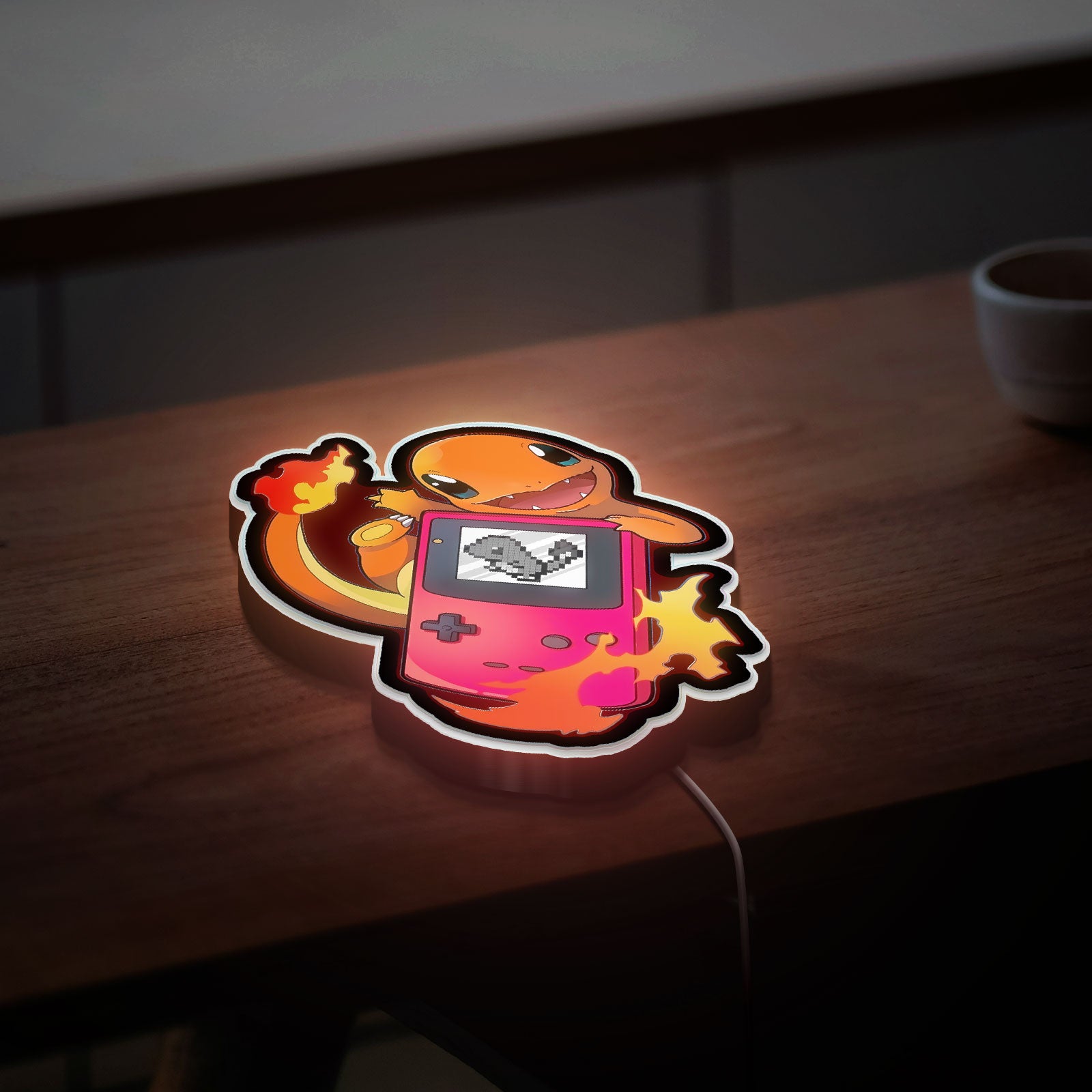 Charmander Pokemon 3D Light Box - Glowing Gameboy Art LED Night Light, Anime Decor for Pokemon Fans & Gift for Gamers 