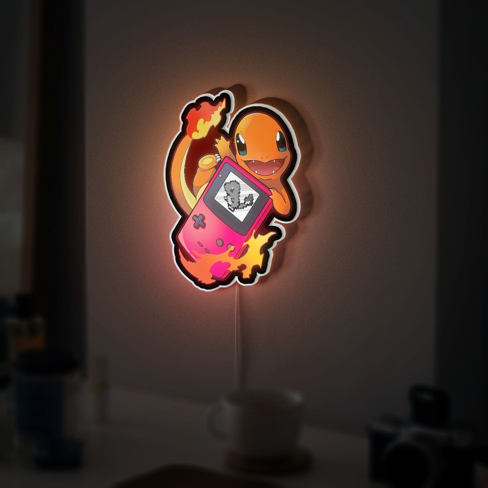 Charmander Pokemon 3D Light Box - Glowing Gameboy Art LED Night Light, Anime Decor for Pokemon Fans & Gift for Gamers 