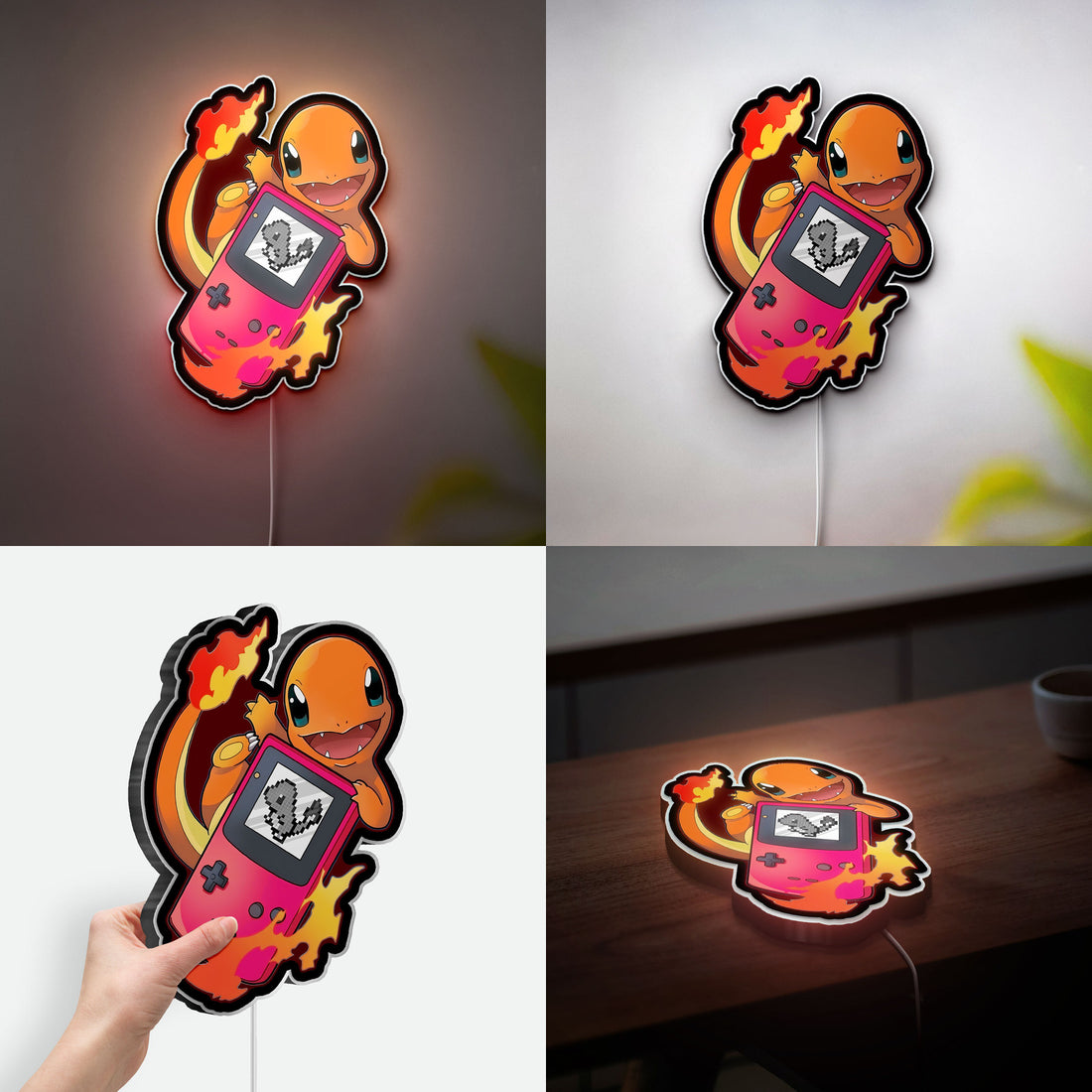 Charmander Pokemon 3D Light Box - Glowing Gameboy Art LED Night Light, Anime Decor for Pokemon Fans & Gift for Gamers 