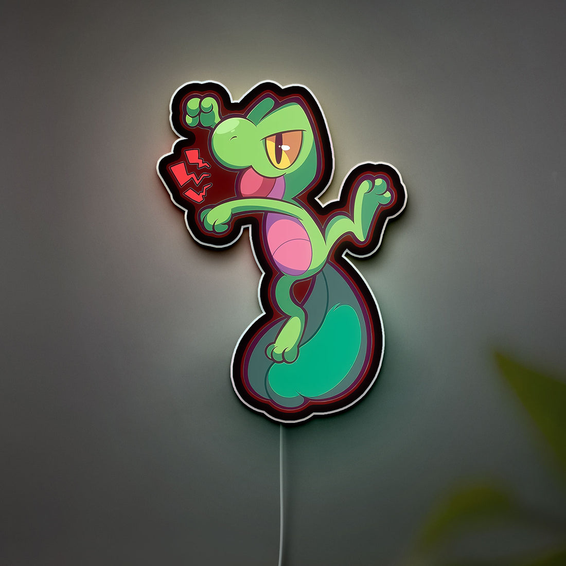 Treecko Pokémon 3D Light Box - ORAS Art Style LED Night Light, Anime Gaming Decor for Pokémon Mystery Dungeon Fans 
