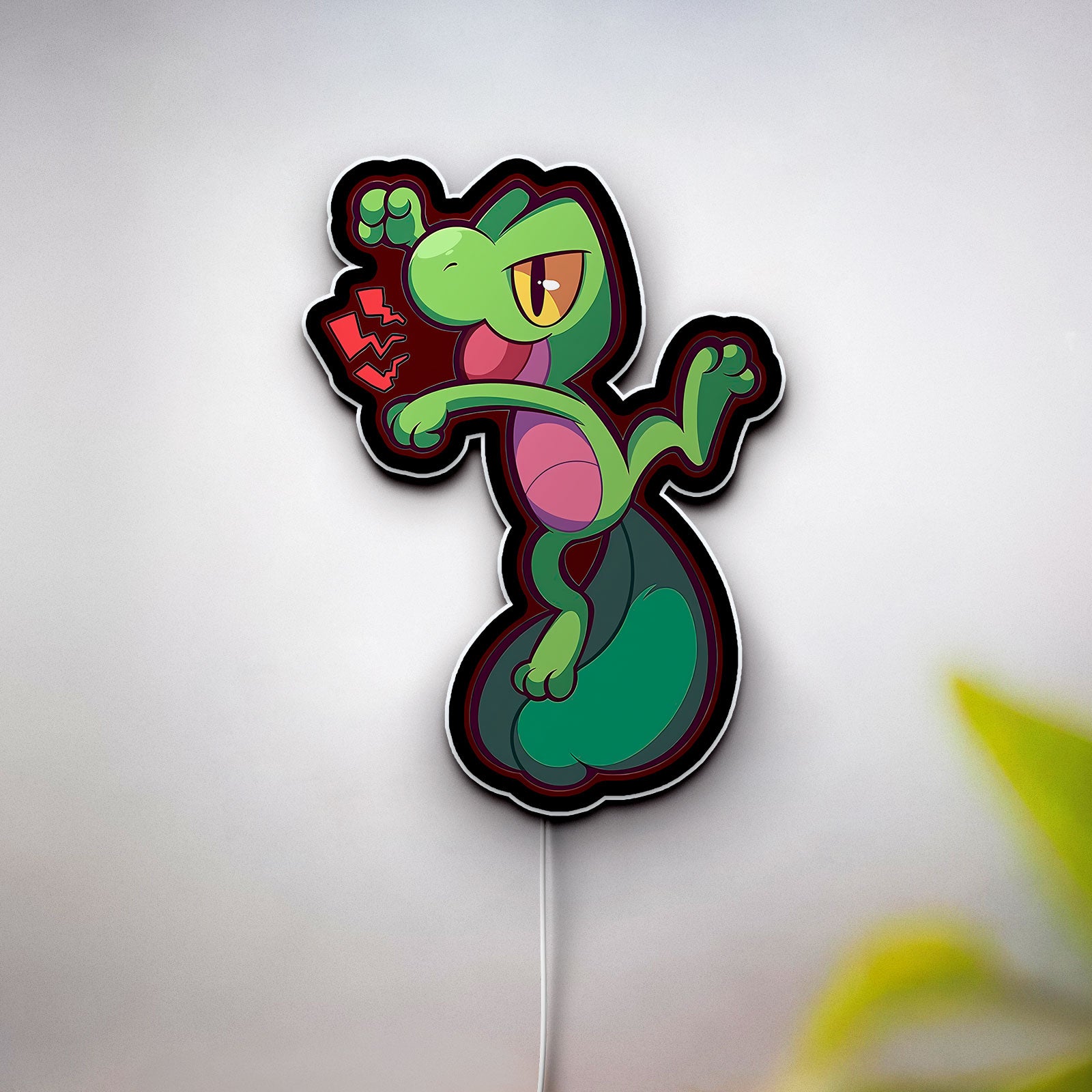 Treecko Pokémon 3D Light Box - ORAS Art Style LED Night Light, Anime Gaming Decor for Pokémon Mystery Dungeon Fans 