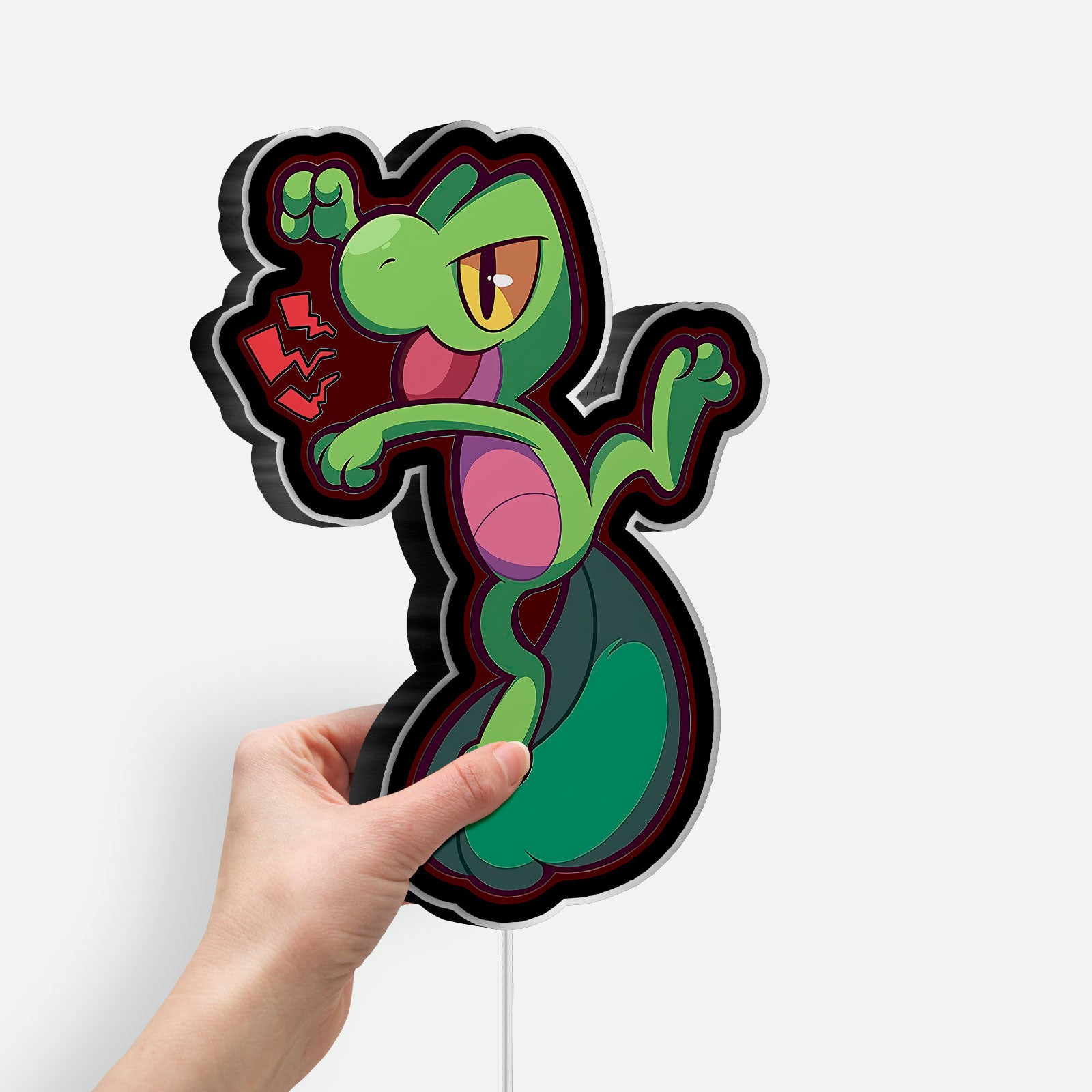 Treecko Pokémon 3D Light Box - ORAS Art Style LED Night Light, Anime Gaming Decor for Pokémon Mystery Dungeon Fans 