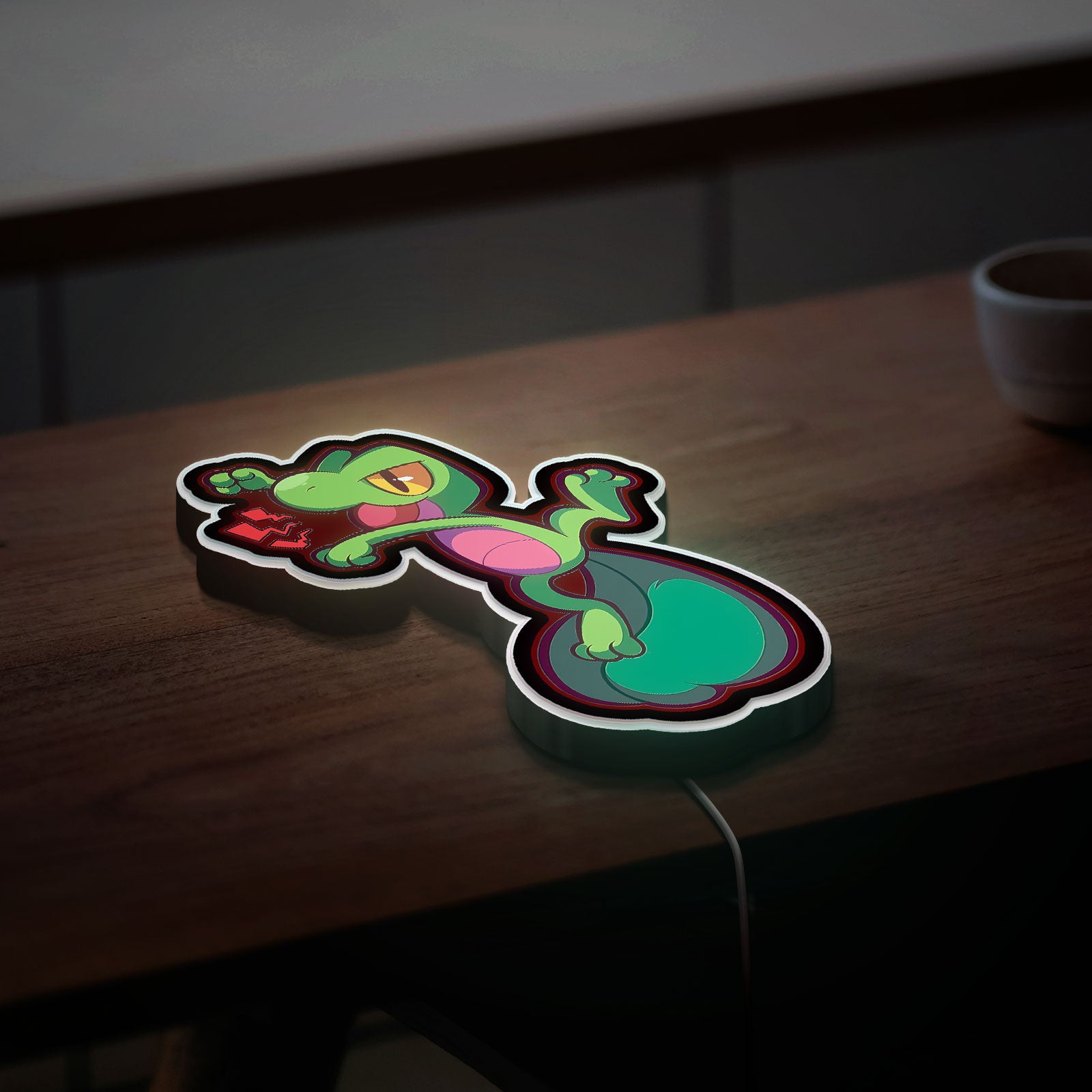 Treecko Pokémon 3D Light Box - ORAS Art Style LED Night Light, Anime Gaming Decor for Pokémon Mystery Dungeon Fans 