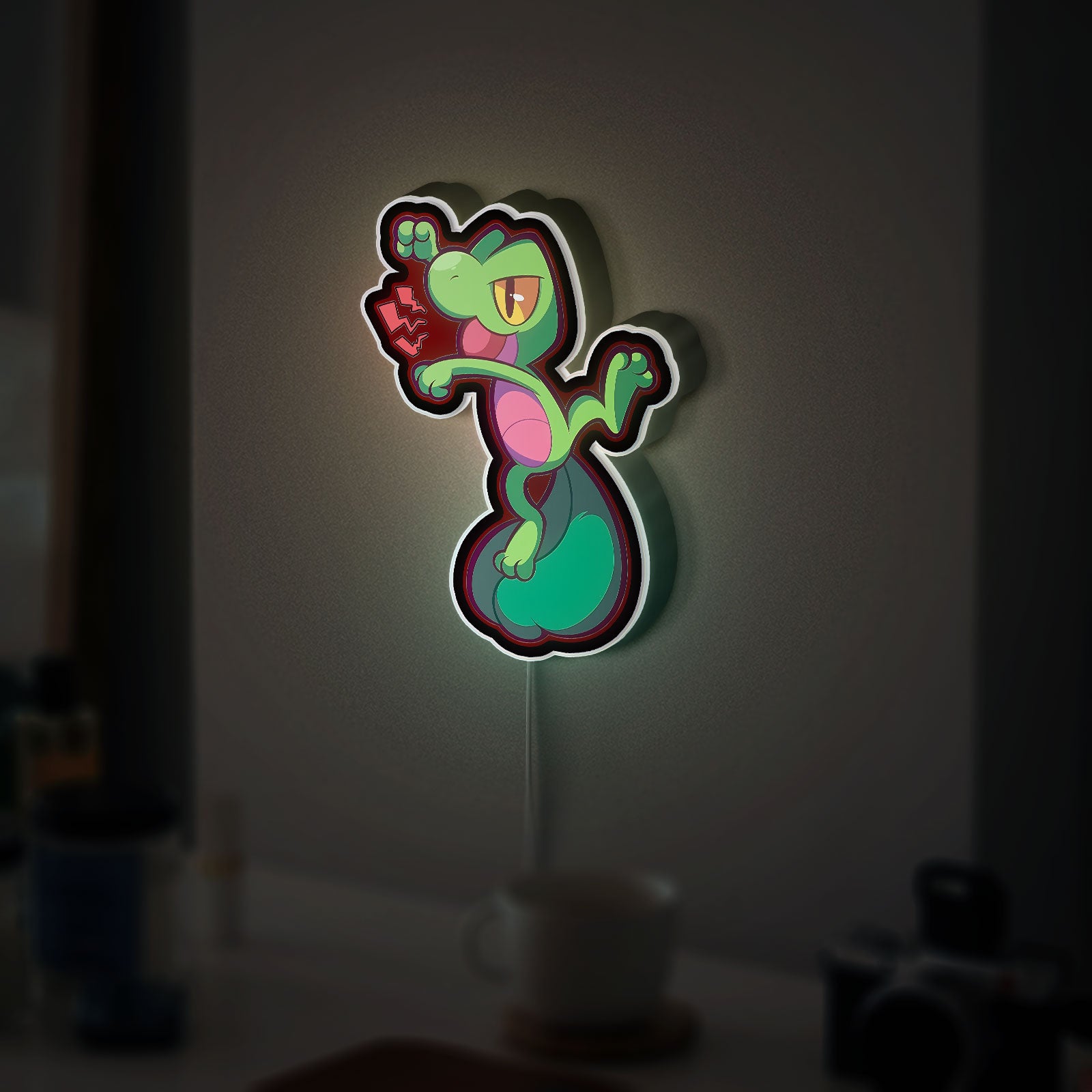 Treecko Pokémon 3D Light Box - ORAS Art Style LED Night Light, Anime Gaming Decor for Pokémon Mystery Dungeon Fans 