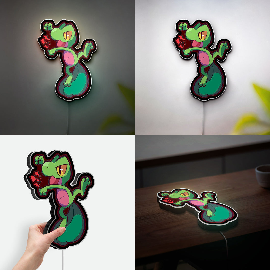 Treecko Pokémon 3D Light Box - ORAS Art Style LED Night Light, Anime Gaming Decor for Pokémon Mystery Dungeon Fans 